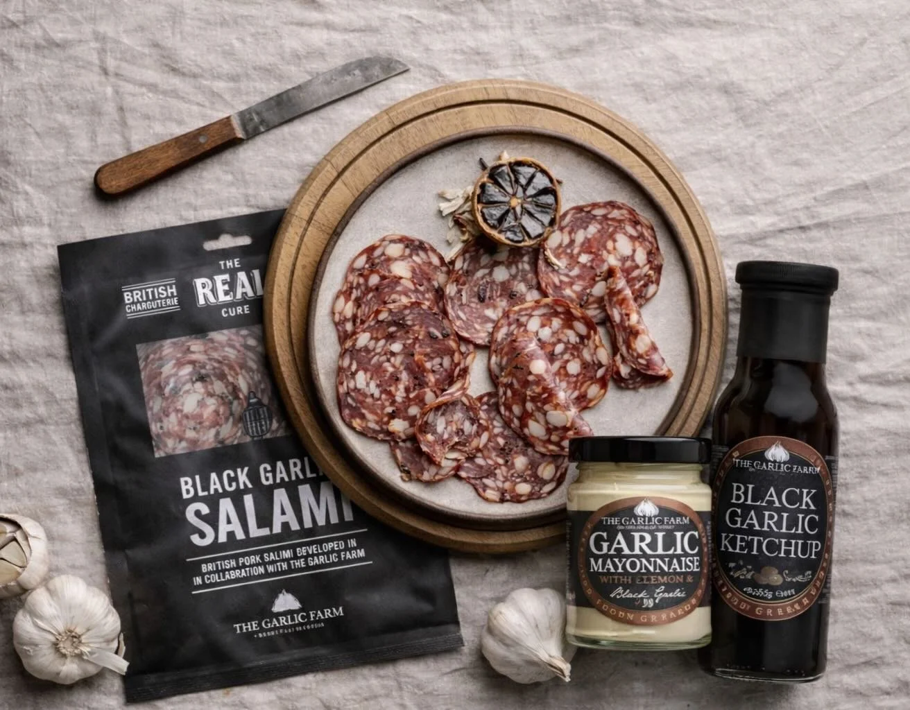 GIVEAWAY! Could you be the winner of this indulgent bundle of black garlic themed goodies? To celebrate our recent launch of our collaborative Black Garlic Salami with @garlic_farm we have teamed up with them once more to bring you this delicious giv