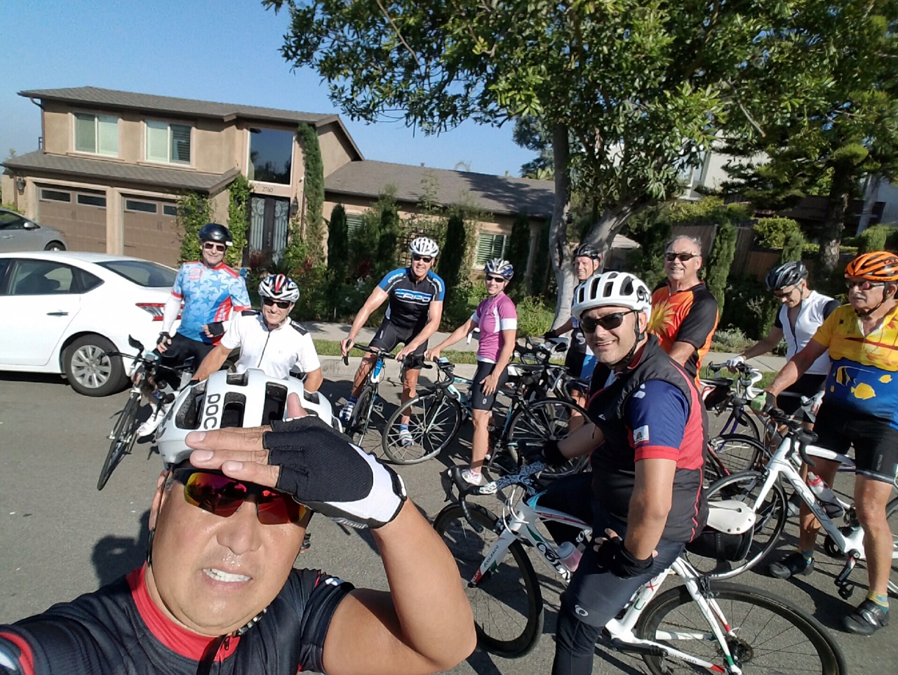 Some of the riders resting at the top of Park Ave. Photo by Alex Lim