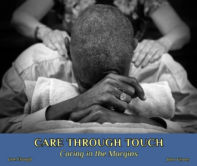 Book cover of Caring in the Margins, a book exploring the work of Care Through Touch Institute and its mission to provide compassionate, trauma-informed massage to underserved communities.