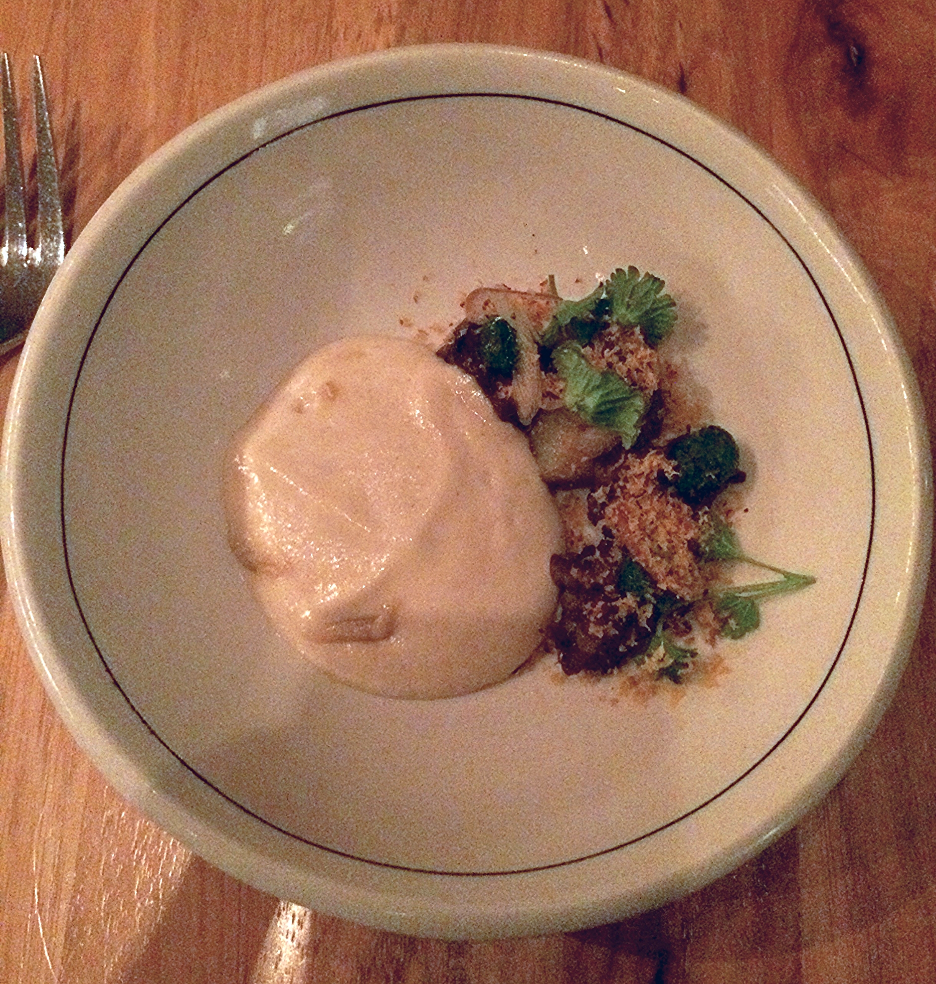 miso brown butter, sunchoke, green curry, smoked egg yolk