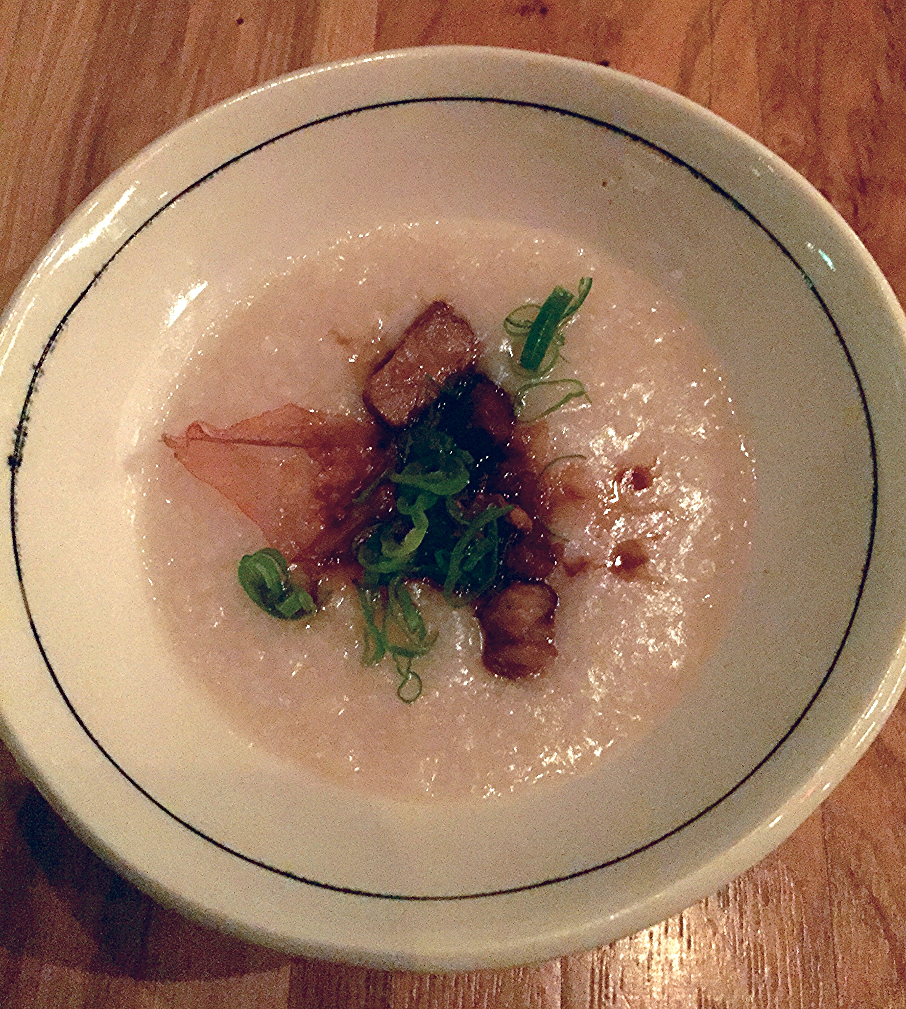 congee, pork shoulder, soy, black vinegar
