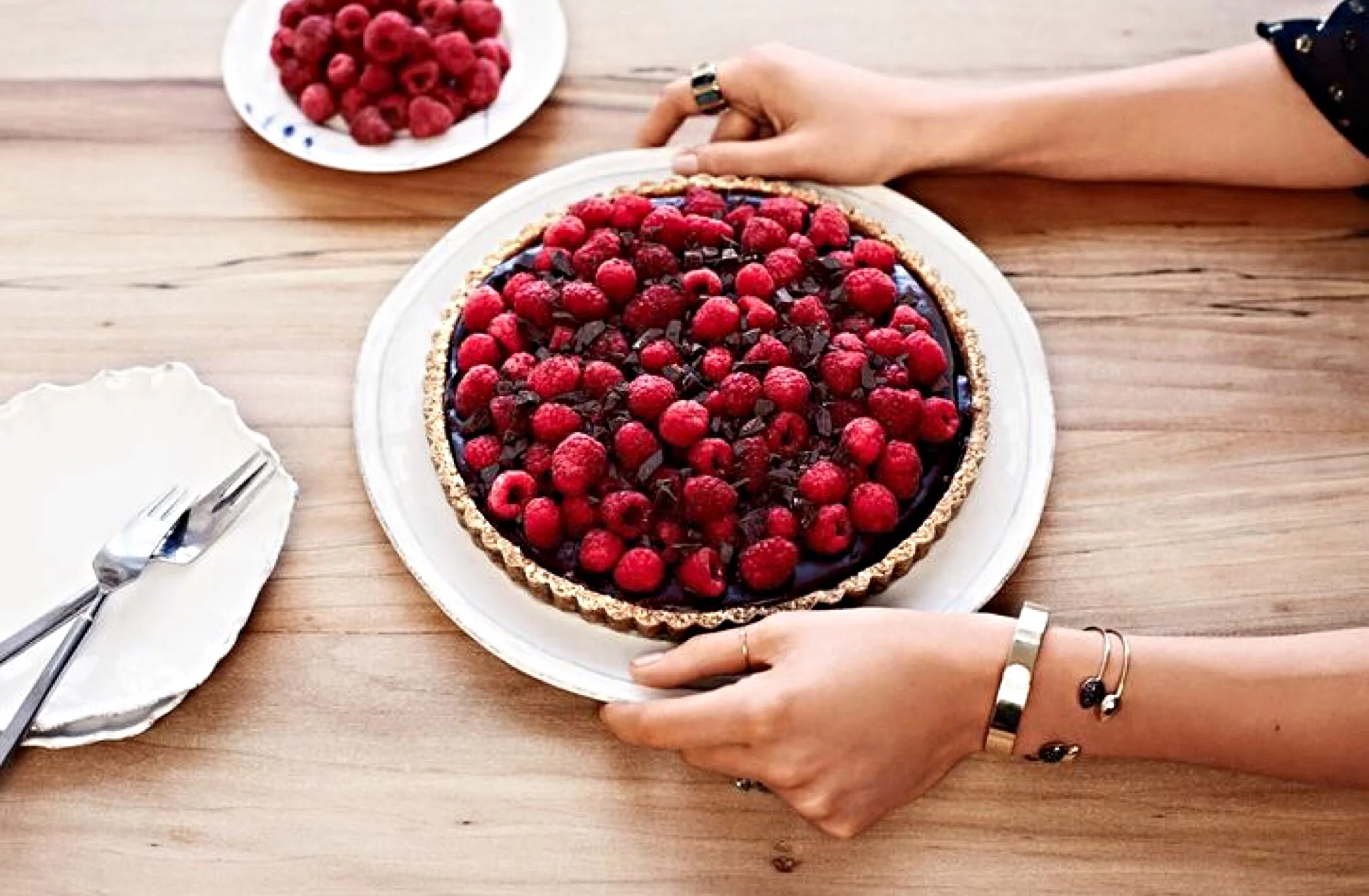 raw chocolate raspberry tart