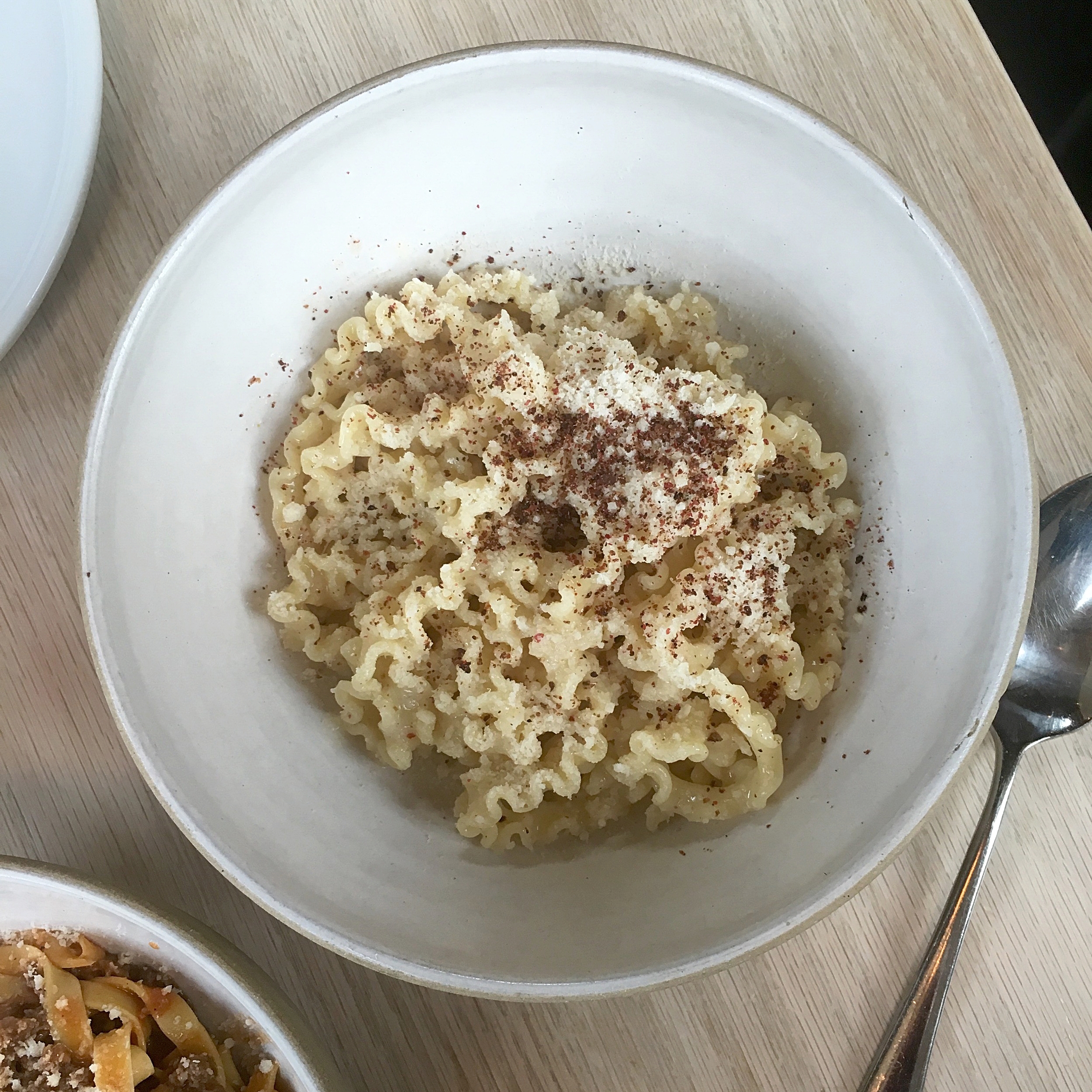 mafaldini, pink peppercorn, parmigiano reggiano