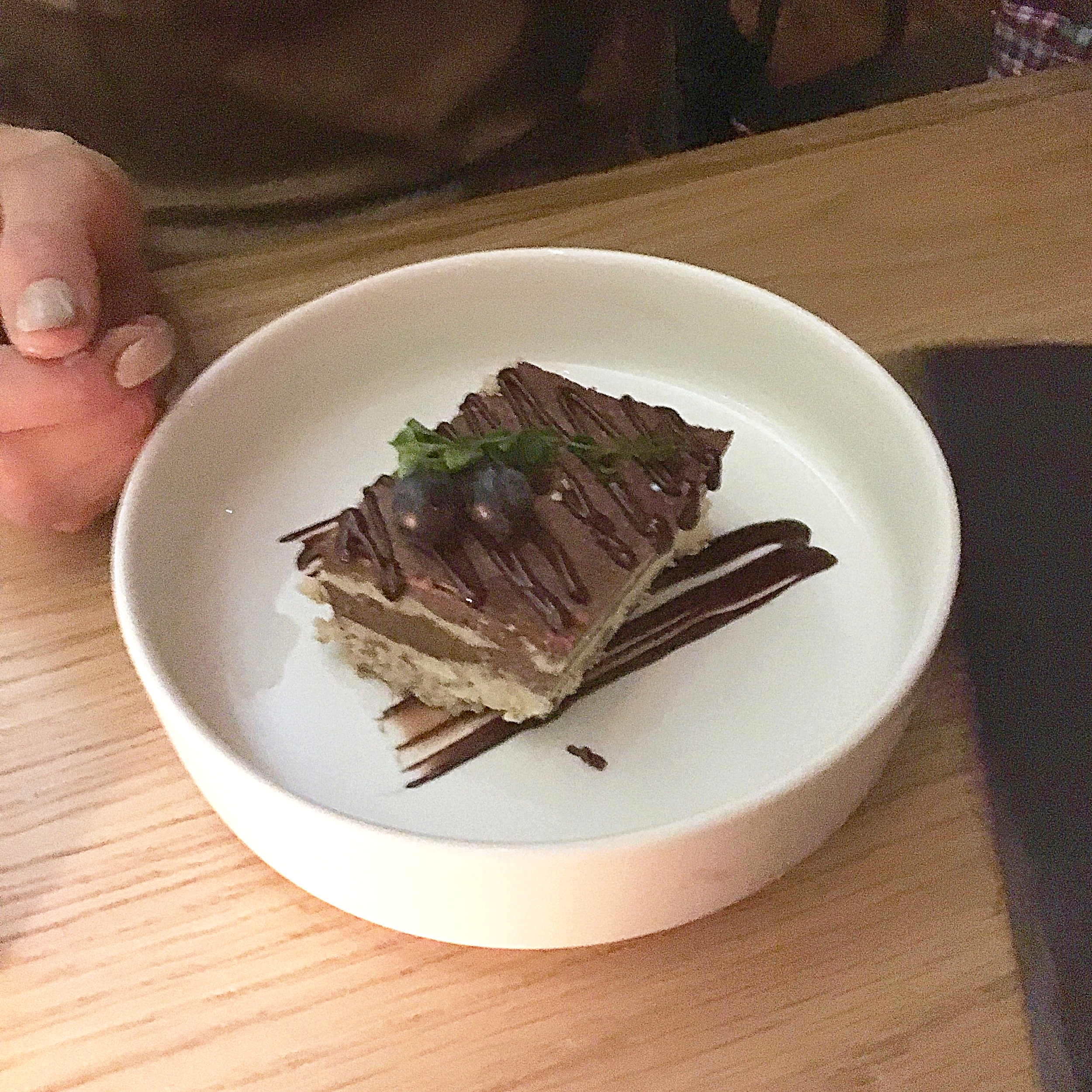 tiramisu, cacao, almond, espresso dust