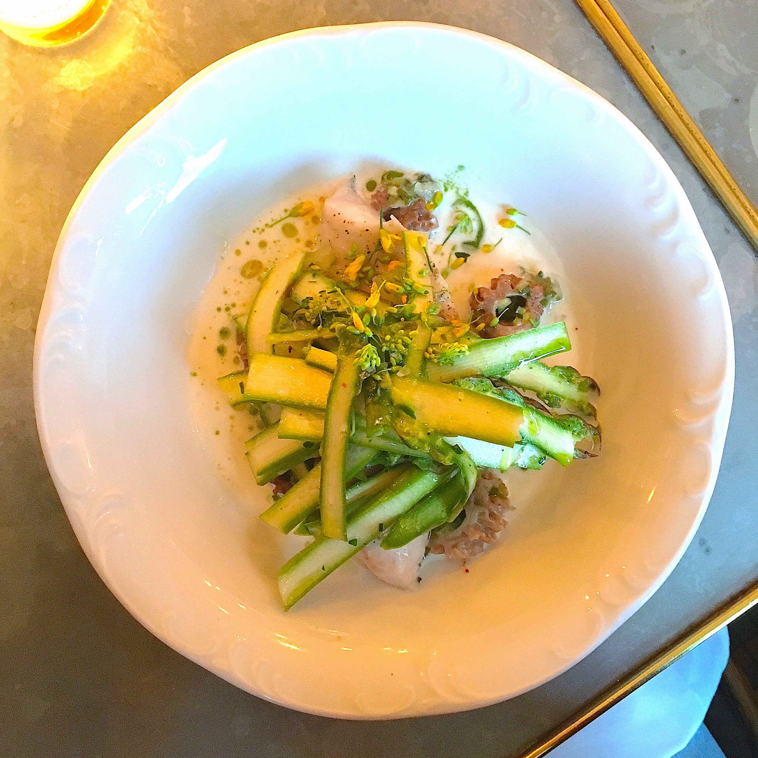 black bass, morel, asparagus, buttermilk