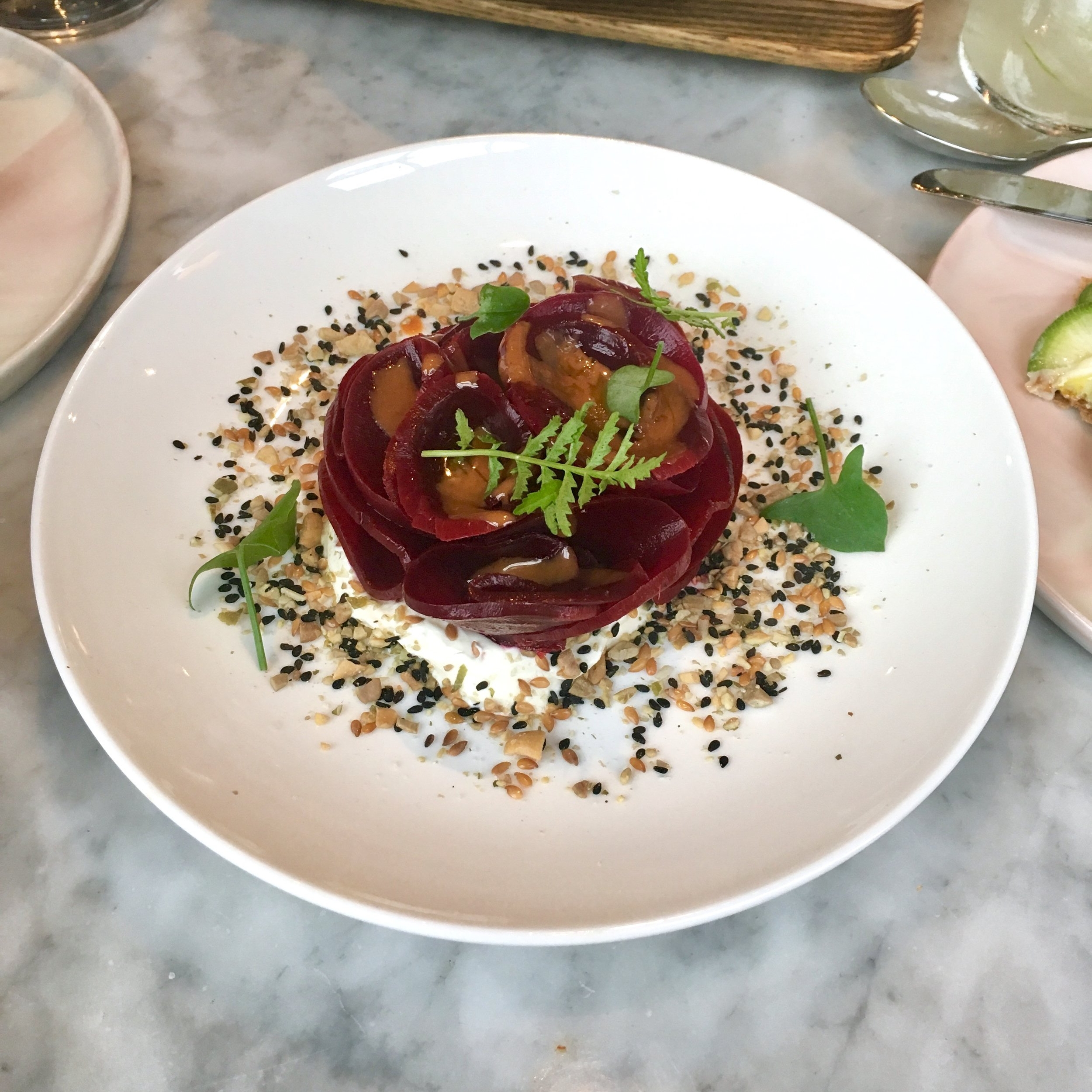 beets, nuts & seeds, cultured cheese