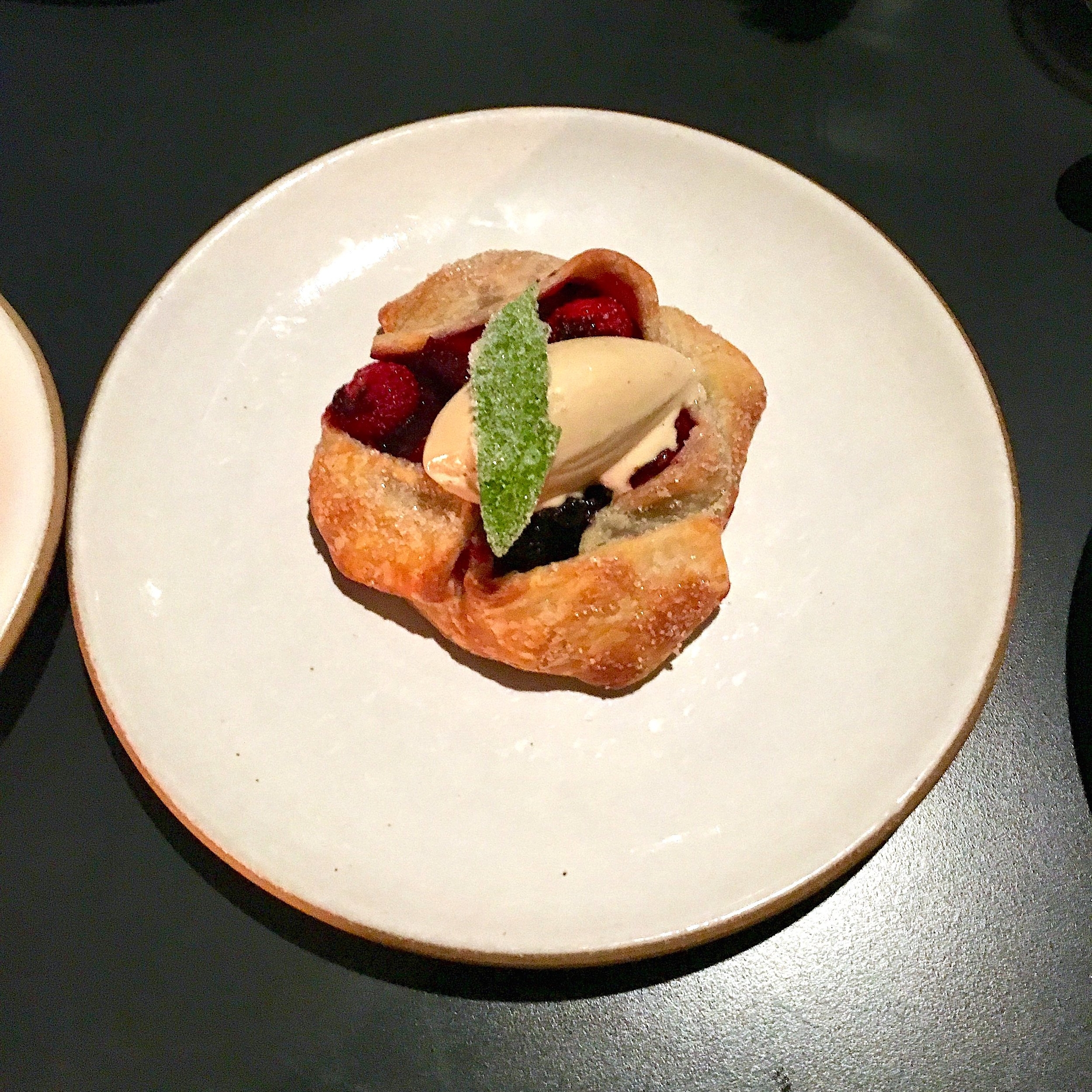 summer fruit crostata, black pepper ice cream