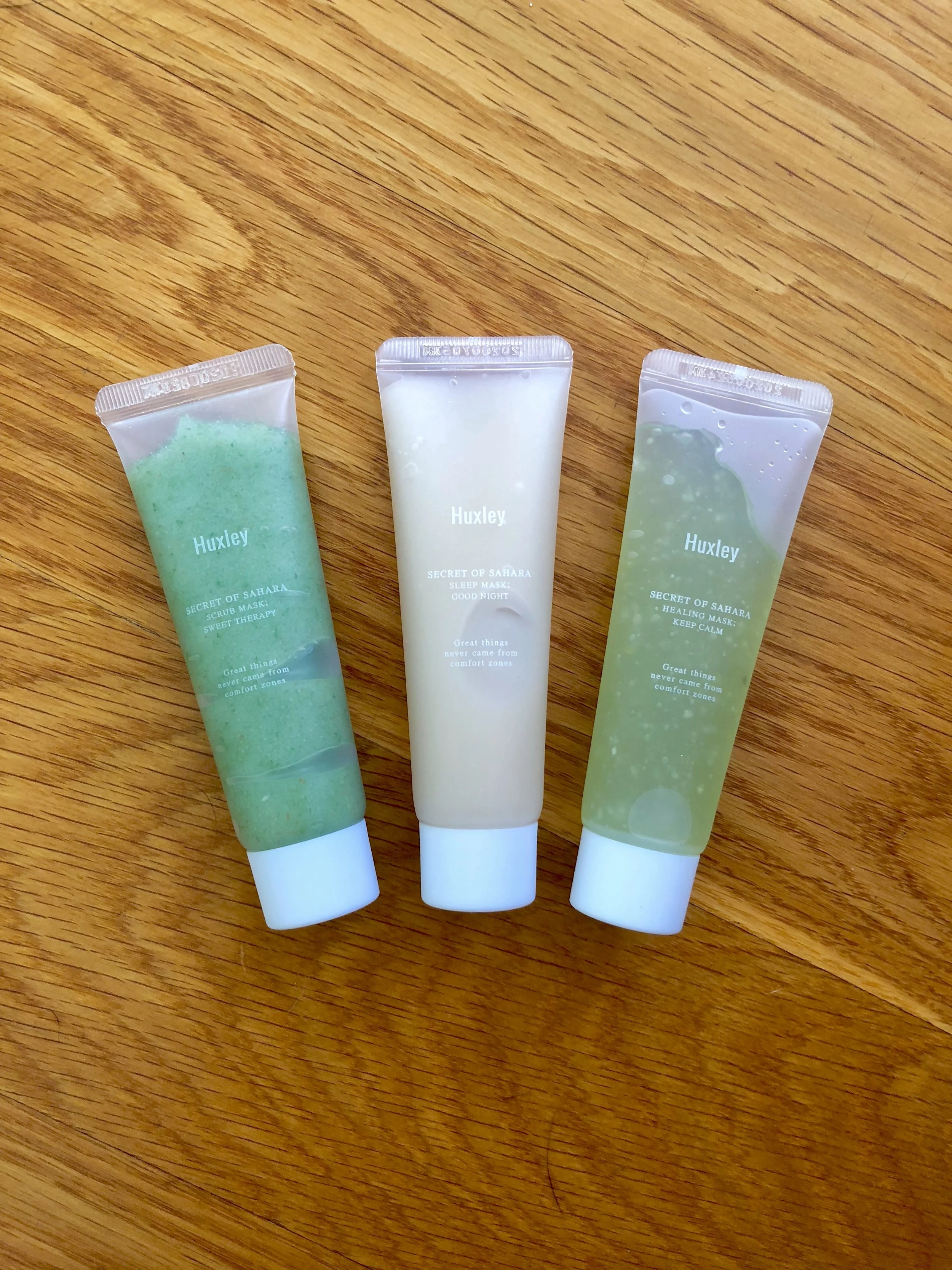 fave products // huxley secret of sahara face masks