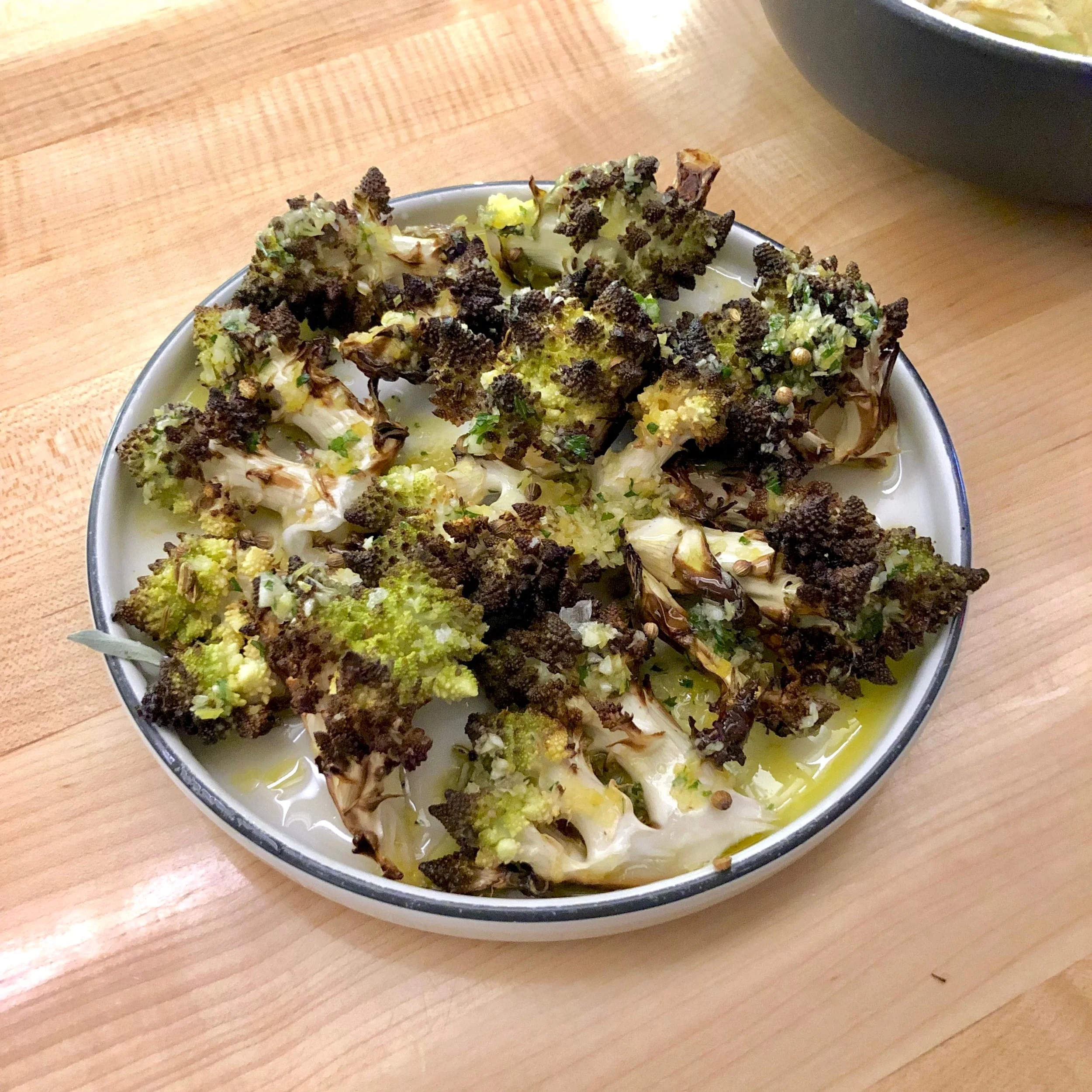 roasted romanesco, salmoriglio, coriander
