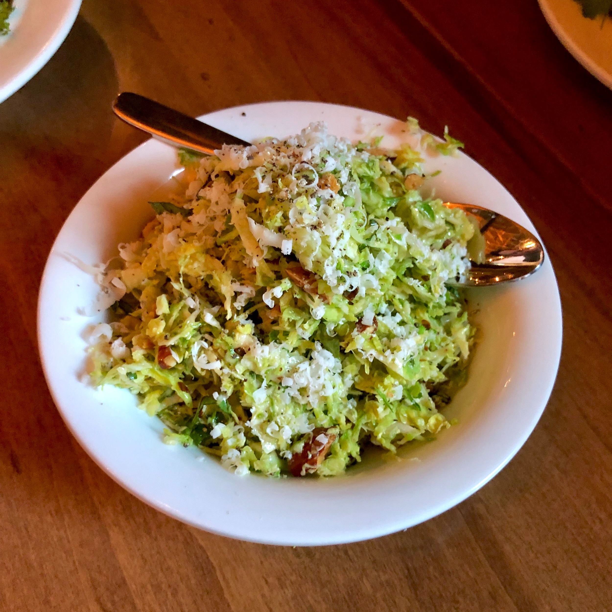 shaved brussels sprouts, toasted almonds, mint, lemon, parmigiana reggiano