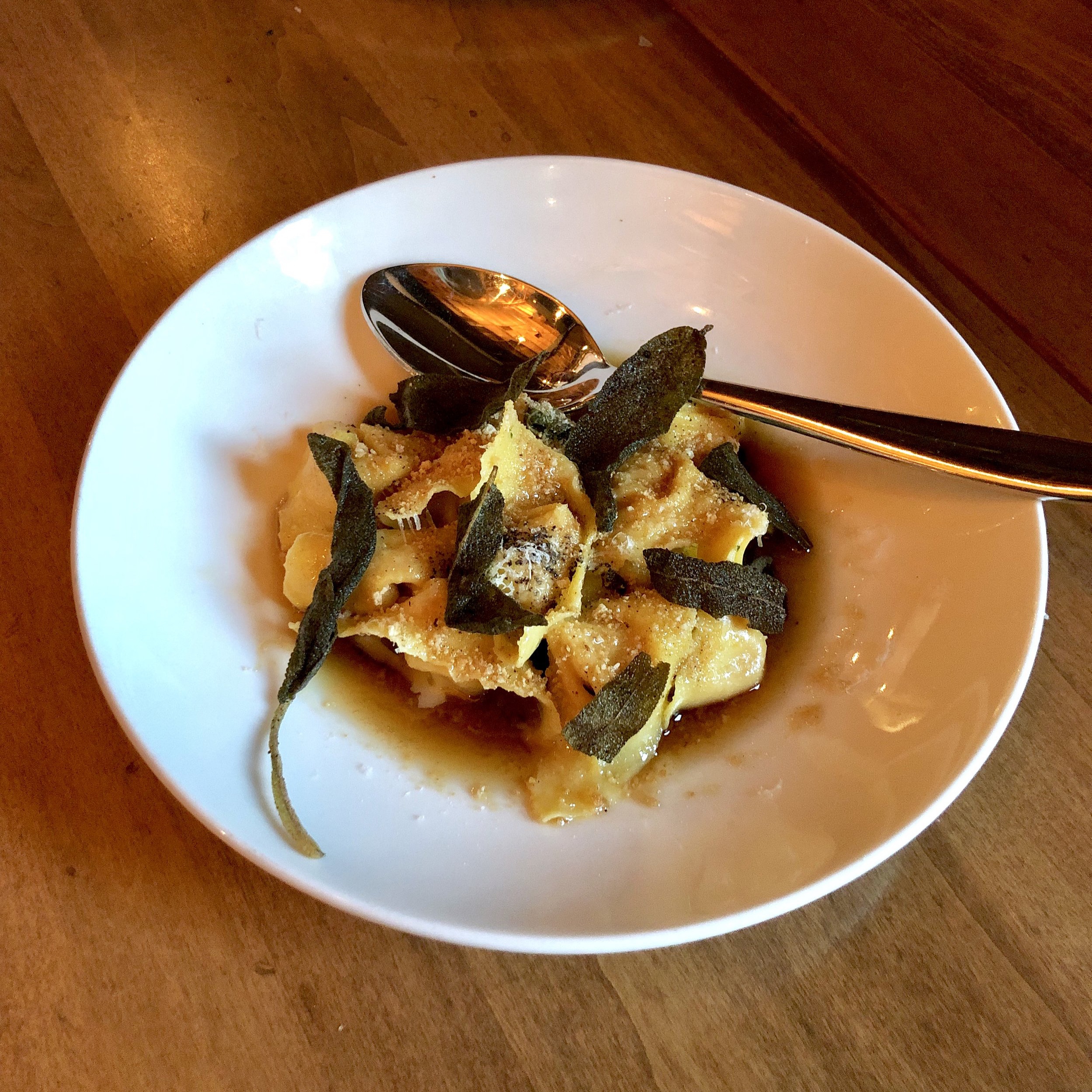 winter squash cappellacci, browned butter, sage, amaretti