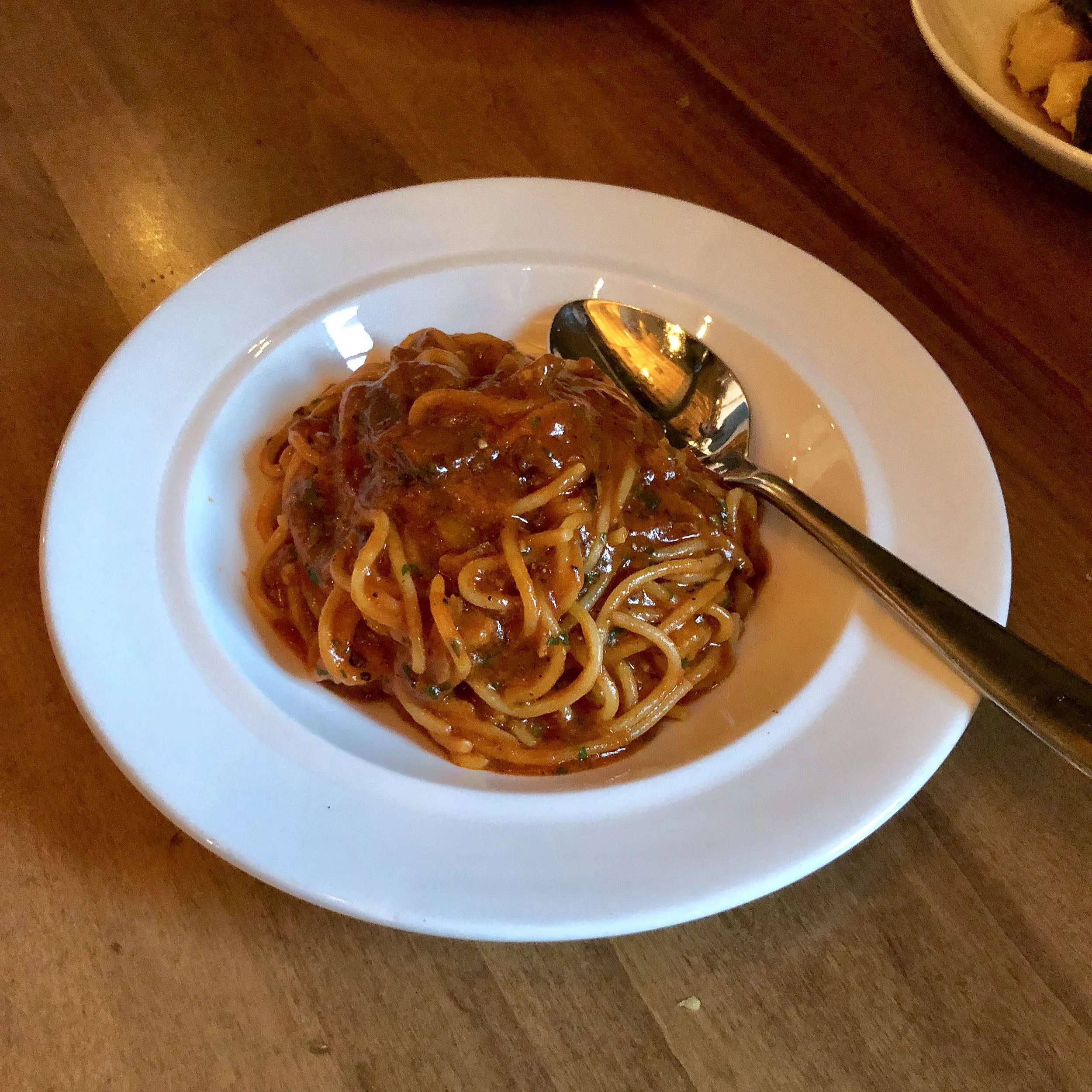 semolina spaghetti, guanciale, tomato, spicy pickled peppers