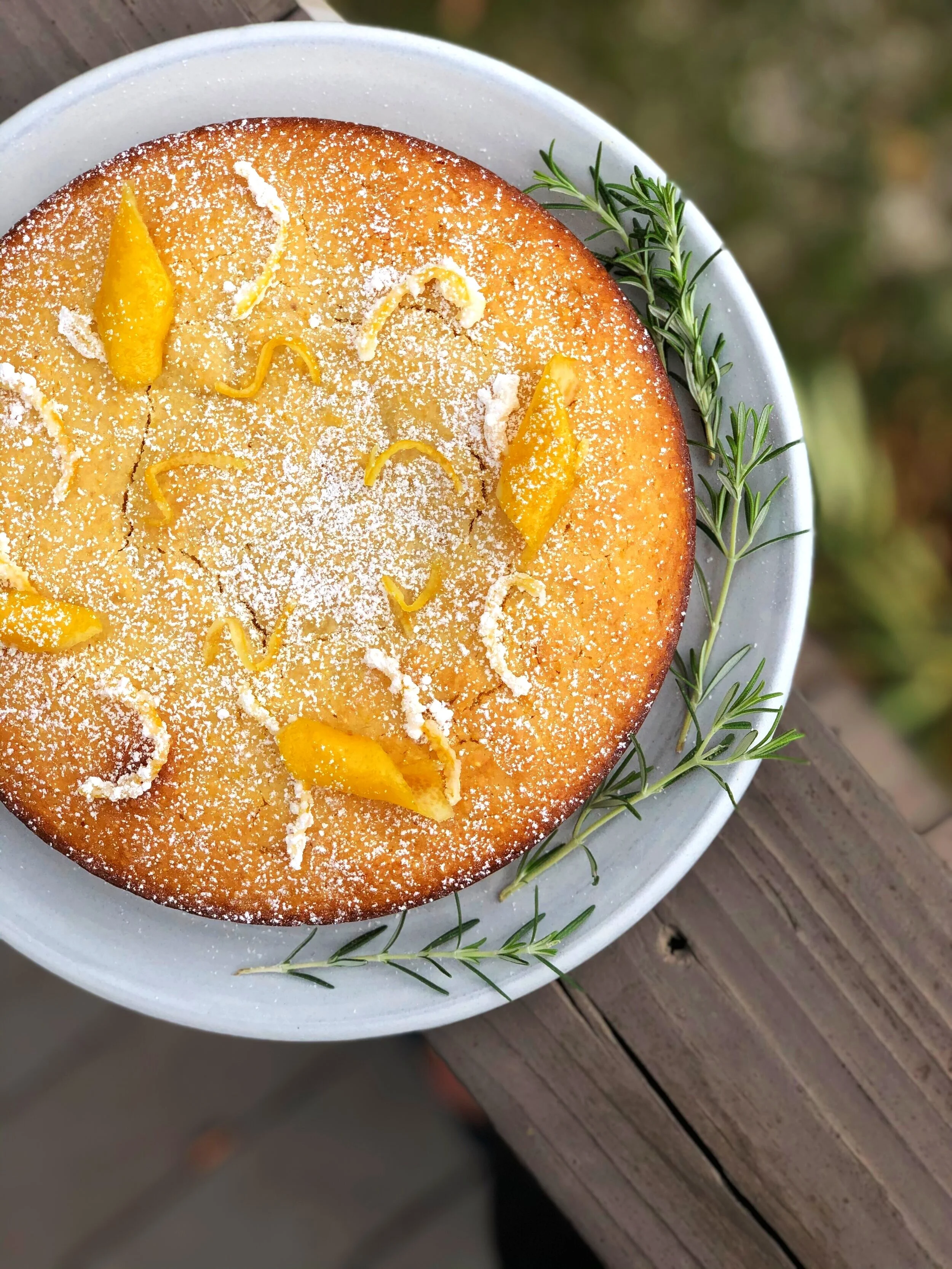 lemon olive oil cake with polenta &amp; rosemary