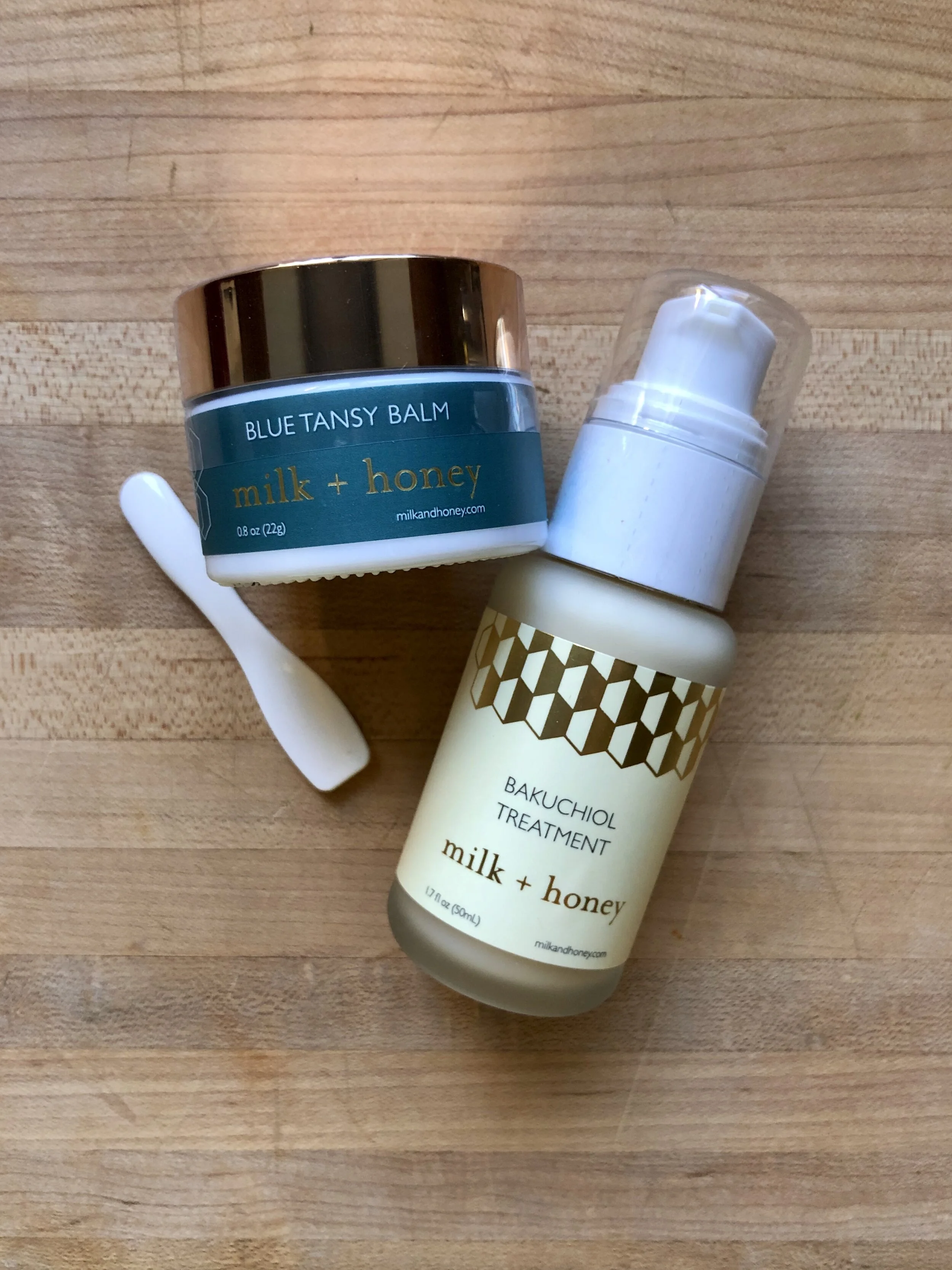 fave products // milk + honey blue tansy balm &amp; bakuchiol treatment