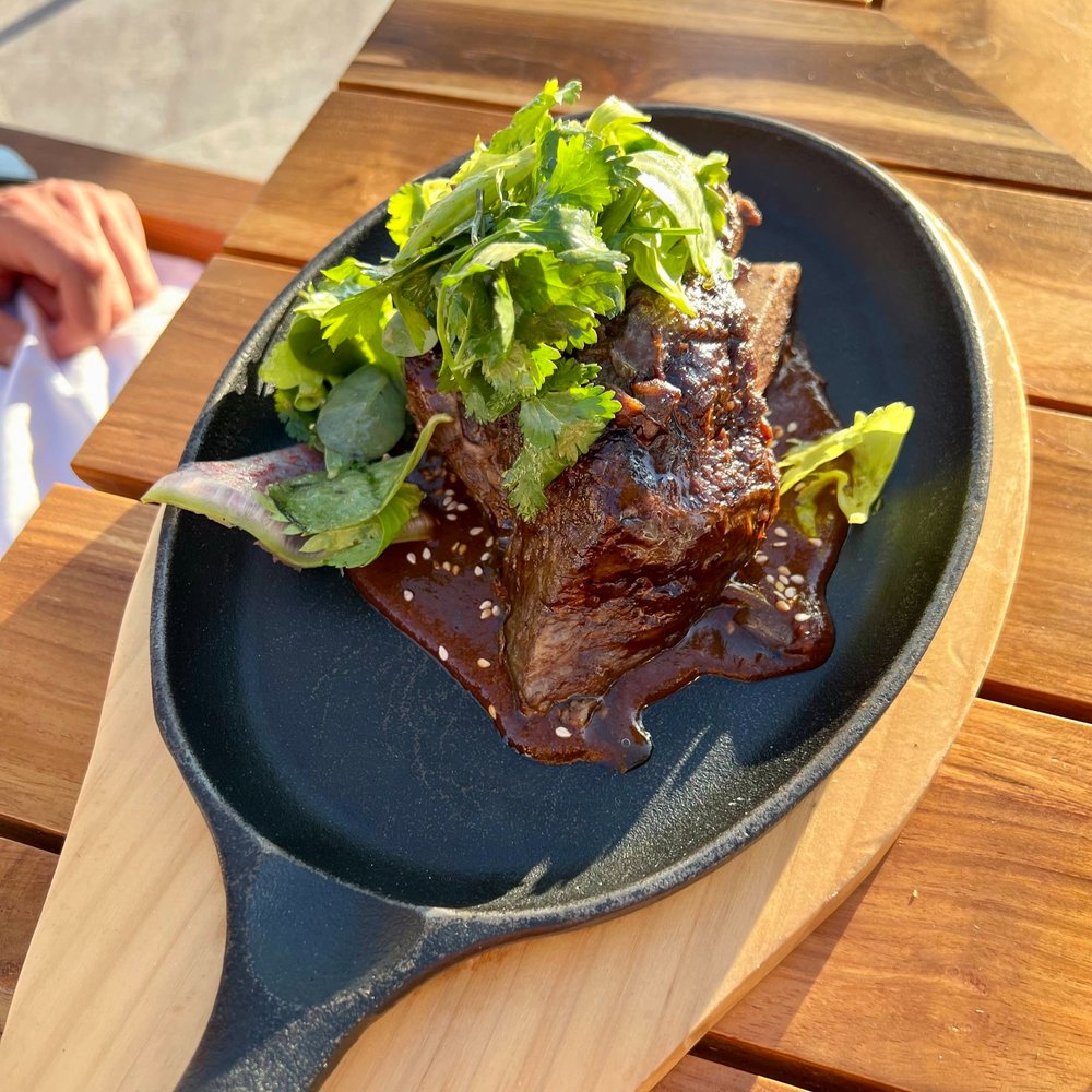  bone in short rib // chocolate mole, purslane salad 