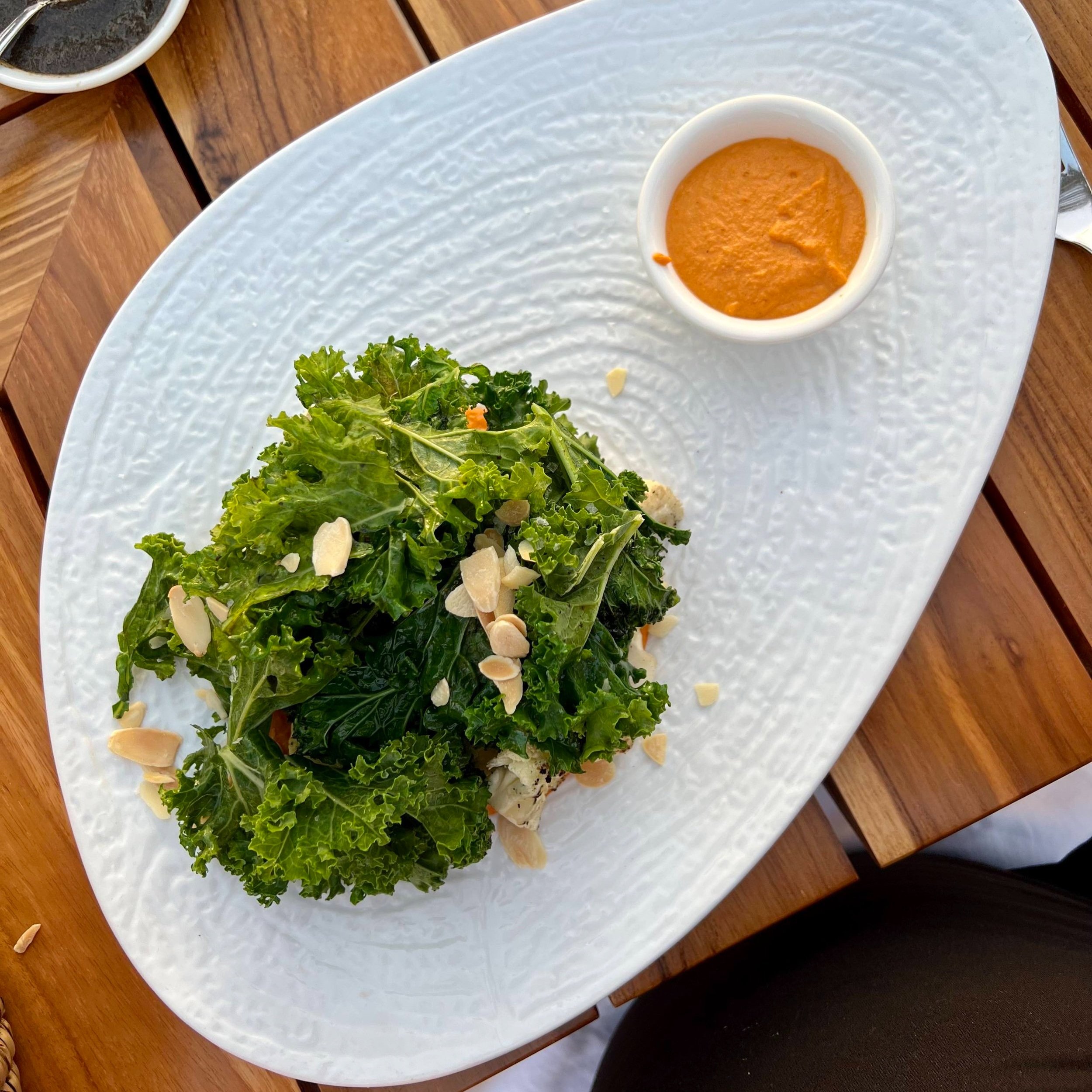  sauteed kale &amp; cauliflower // romesco sauce with ancho reyes chili liquer 