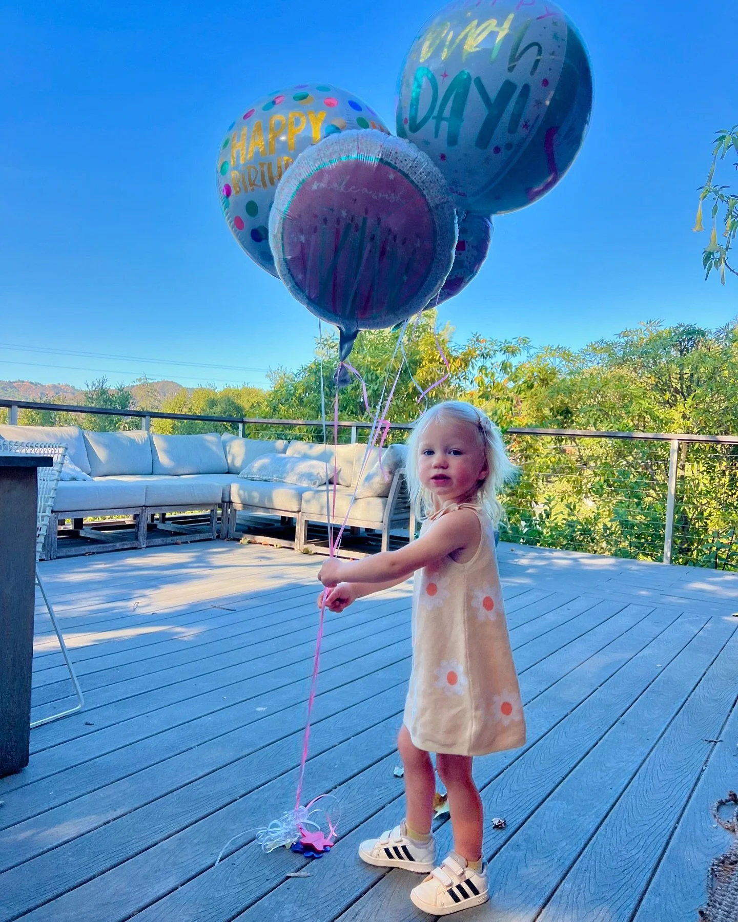 owen grey is 2 🤍🎈🥹 my sweet lil lady loves balloons, dancing 💃🏼, sweets, &ldquo;yaya&rdquo; 🍕 &amp; riding in the 🚗, is a bit of a drama 👑 &amp; wild child, slightly obsessed with bluey &amp; anna/frozen ❄️, and wants to be a part of everythi