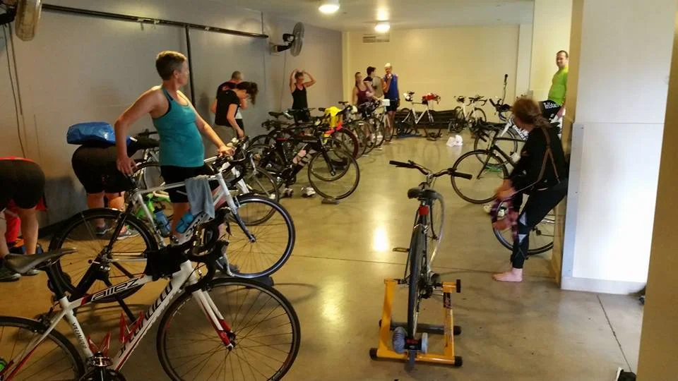 TriStars indoor spin class. Good times, great people and a challenging workout weekly. 