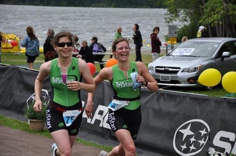 TriStar Mark Weigele finishing his first half iron in Oliver June 2016.