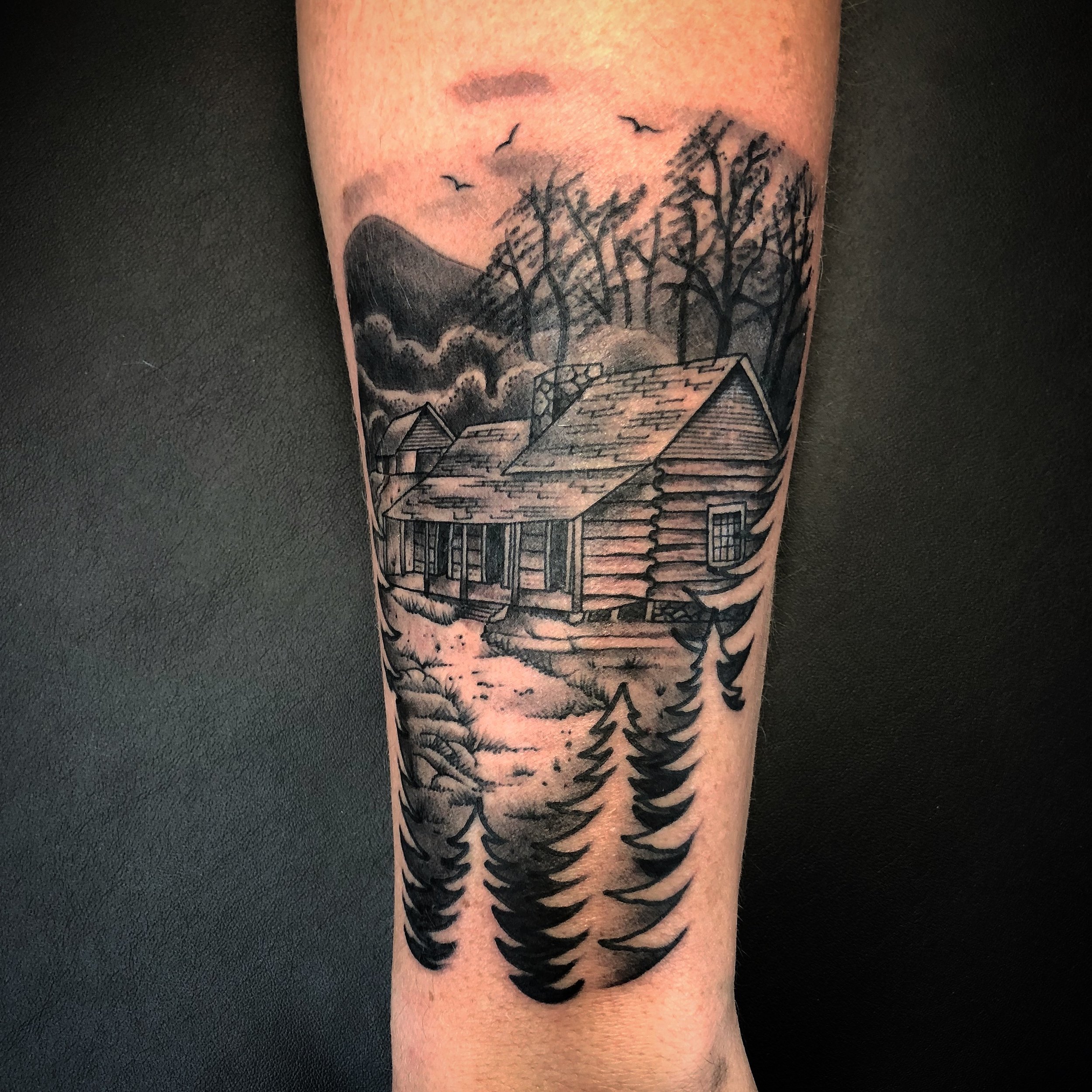 40 Log Cabin Tattoo Designs For Men  Dwelling Ink Ideas