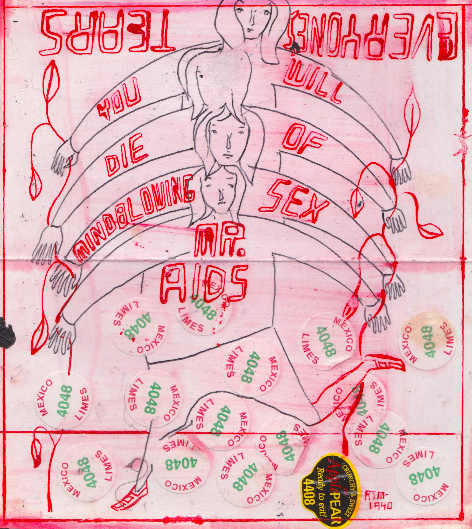 Imperfected Folkster V , n.d. , acrylic ink, ink pen and gel medium on paper, 5.25 x 7.25 inches