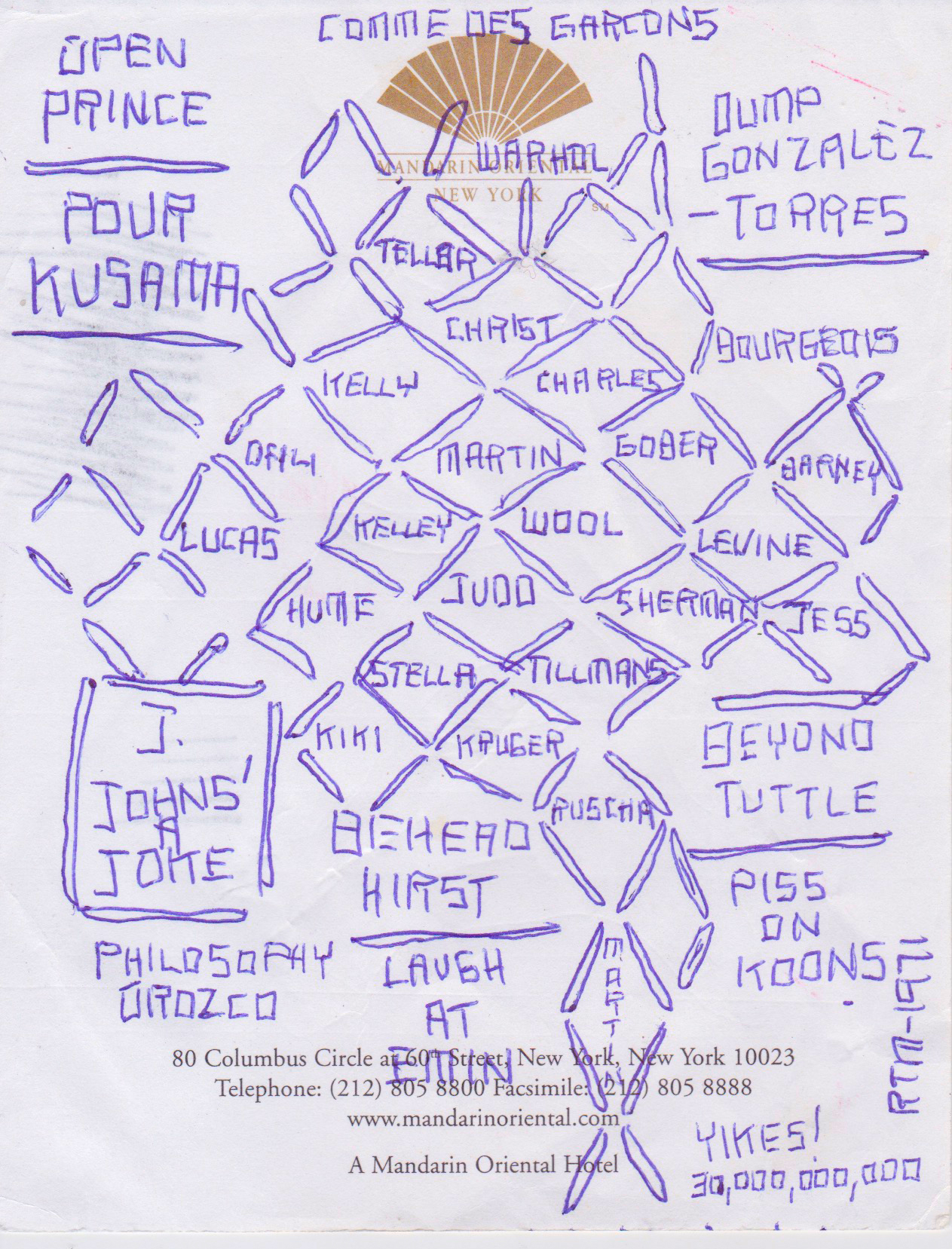 The Brady Bunch , n.d. , ballpoint pen on paper, 5.25 x 4.25 inches