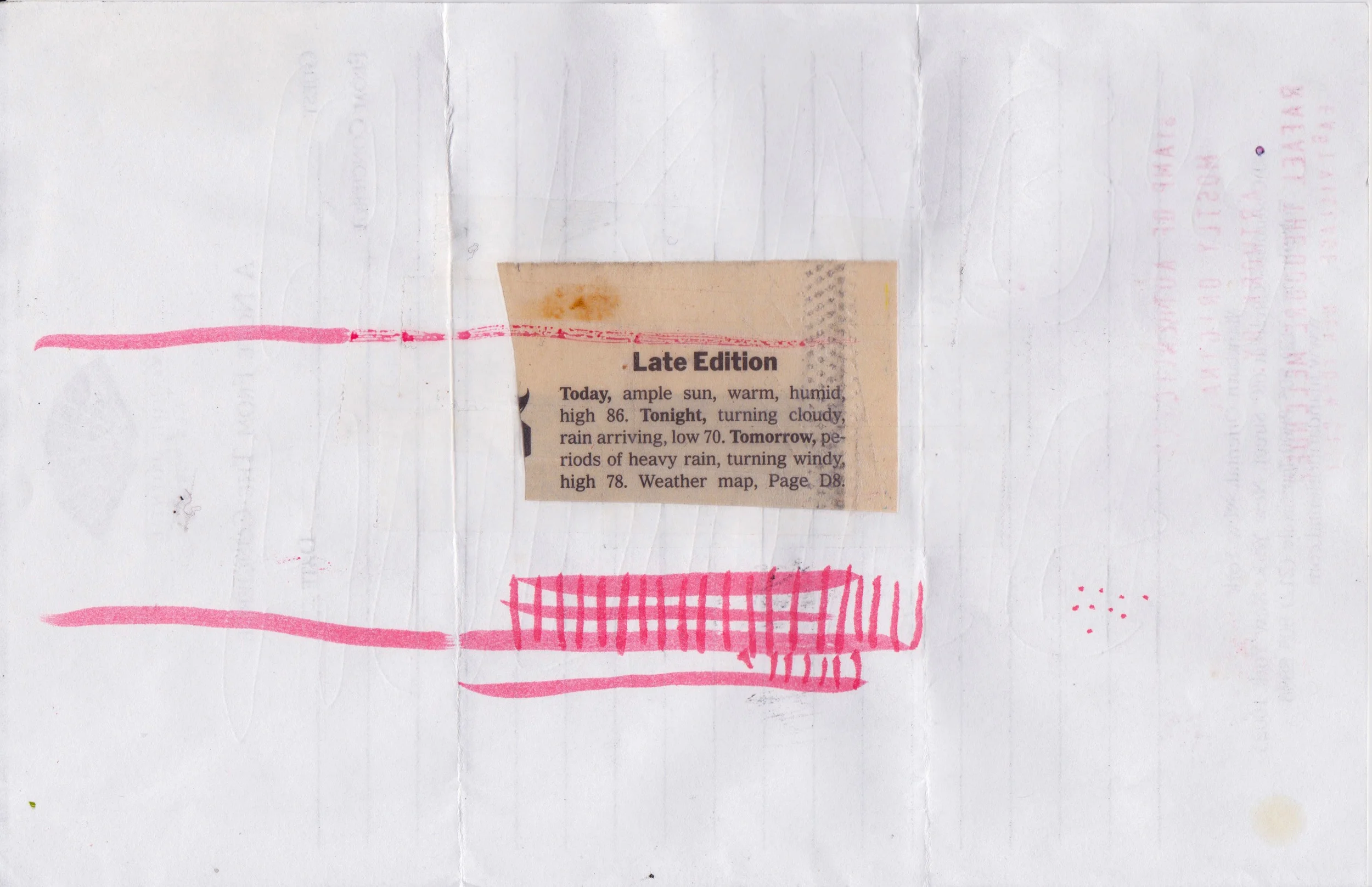 Weather Report , n.d. , marker and collage element on paper , 8.25 x 5.25 inches