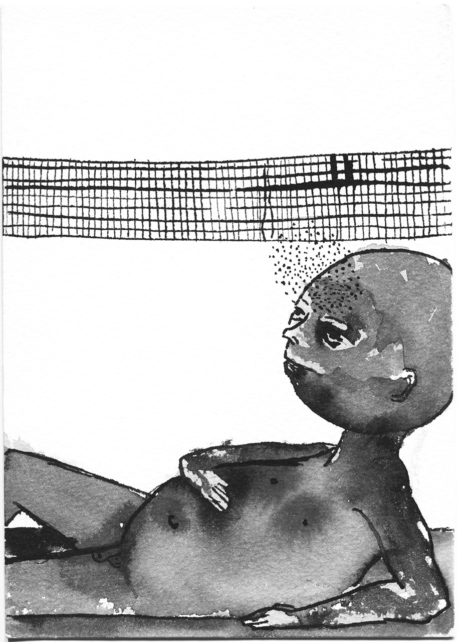 Untitled, n/d (circa 1998), acrylic ink on paper (my contribution for POST(blank) magazine Vol. 2 "POSTmortem")
