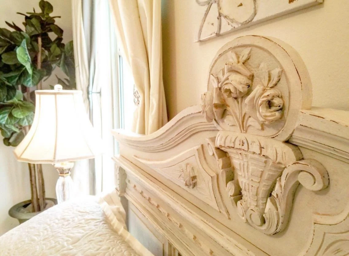 antique bedroom head board metairie residential interior design khb interiors
