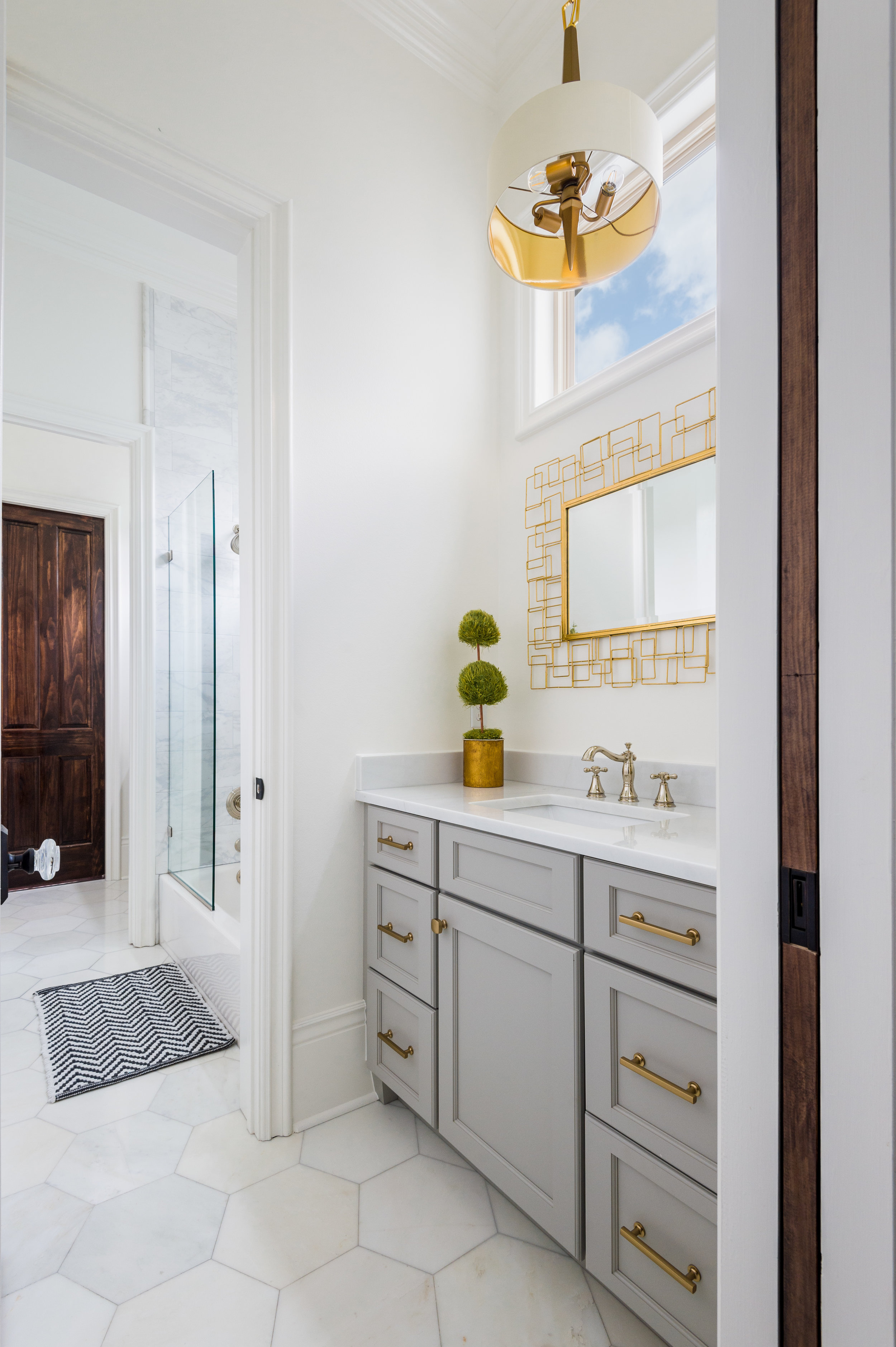gray gold master bathroom vanity new orleans home interiors khb interiors