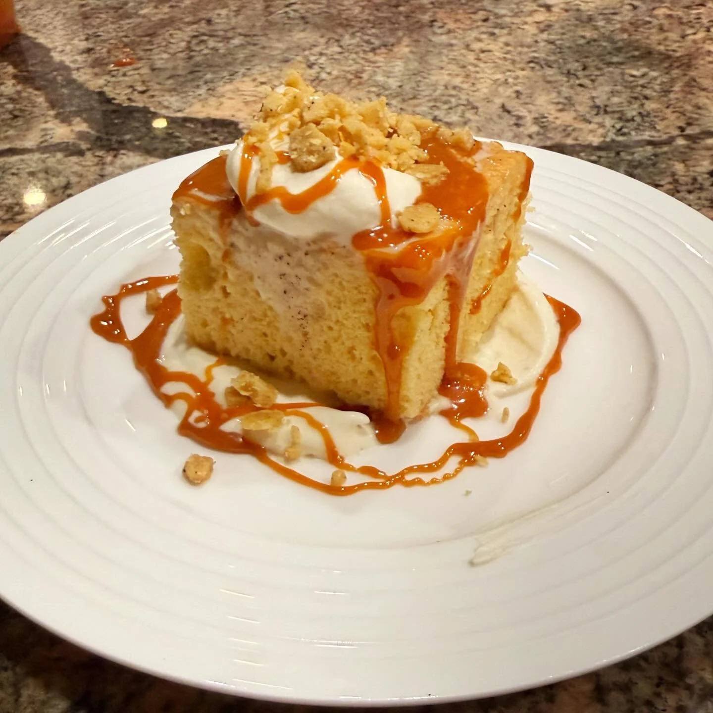 Brown Butter Tres Leches Cake 😉

Brown Butter Cake, Brown Butter Milk Soak, Salted Caramel, Whipped Mascarpone, Toffee Crumble

This cake isn&rsquo;t necessarily hard to make but it takes care and patience. Totally worth the effort. Can&rsquo;t wait