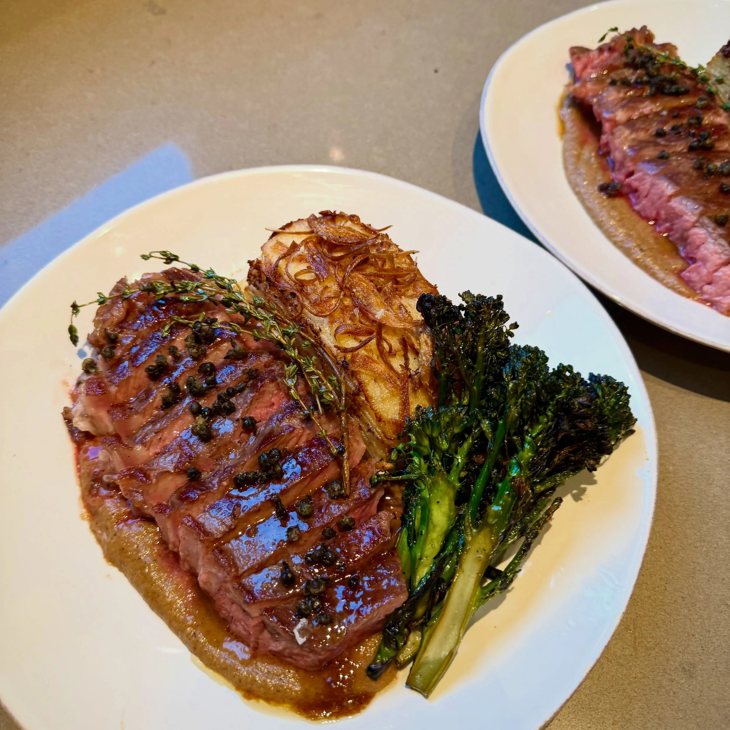 Date night - minus the reservation, the drive, and the dishes.

Stay in your gorgeous rental. I&rsquo;ll handle dinner. 😉

✨ @r.farmers.market NY Strip, Charred Onion Soubise, Crispy Shallots, Pan Sauce, Gruy&egrave;re Potato Pave with Crispy Shallo