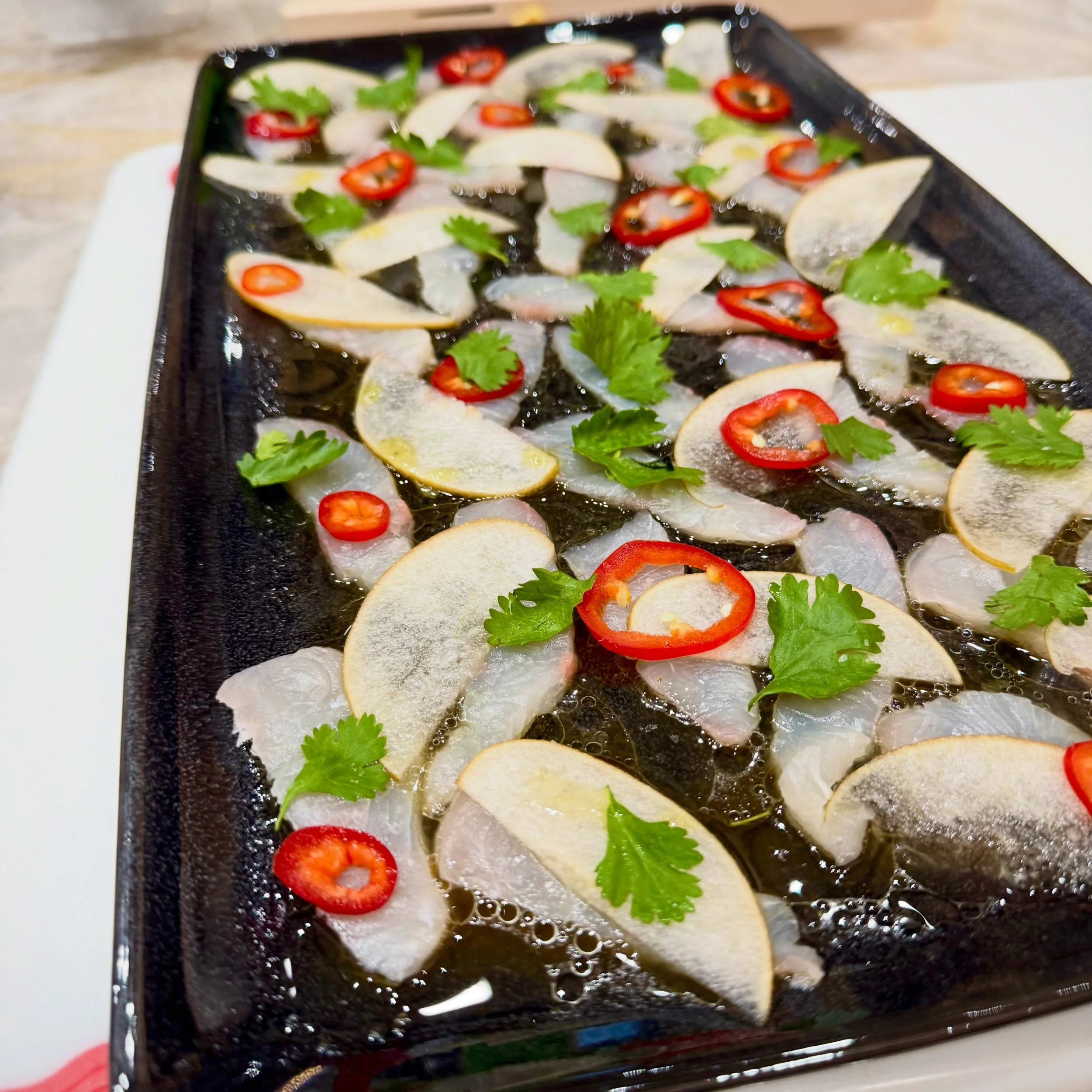 Dank Flavor Bomb 💣 

👉 Yellowtail Crudo, Asian Pear, Yuzu Kosho Vinaigrette, Fresno Chili, Cilantro