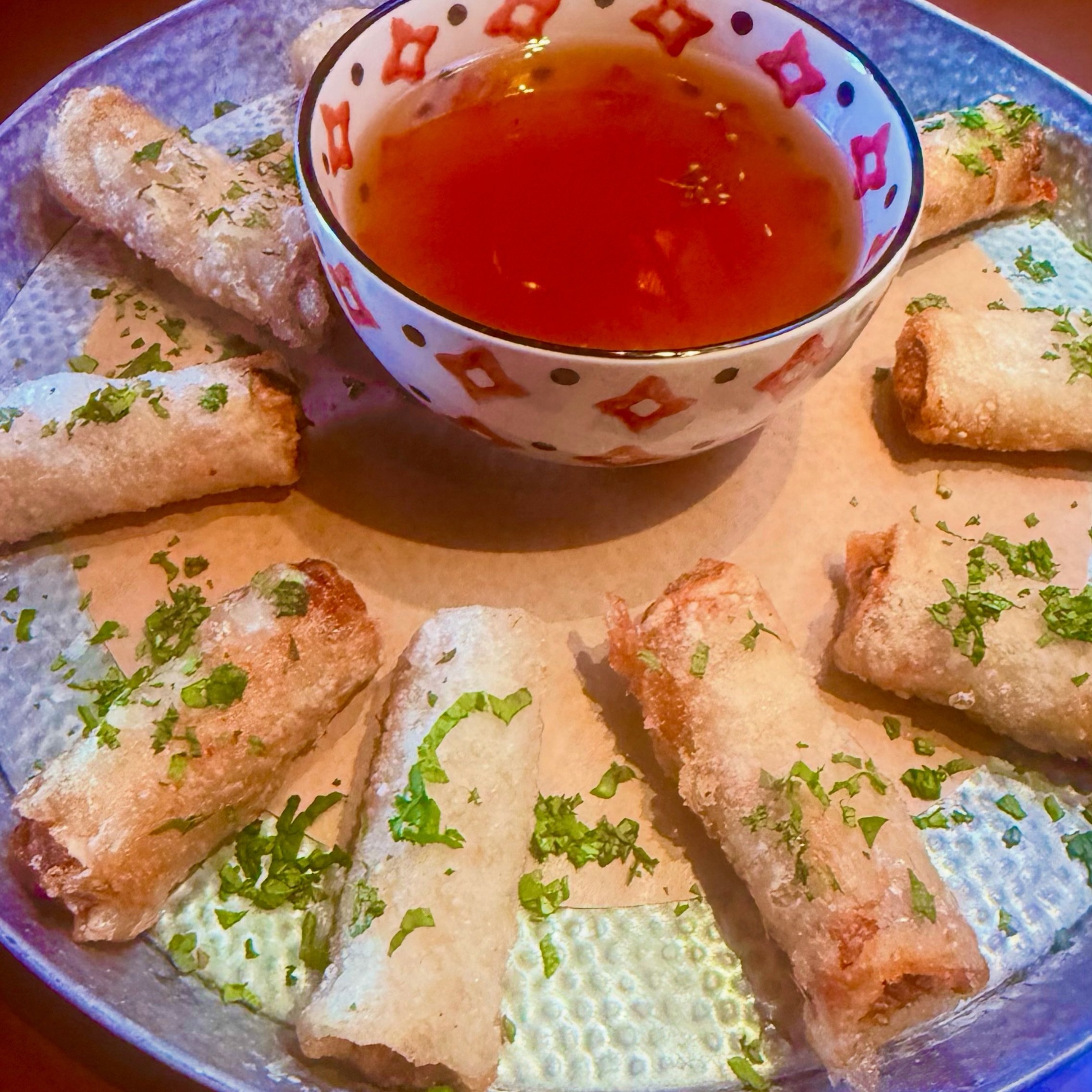 Gluten-free and missin&rsquo; egg rolls? Same.

So I made these instead: lump blue crab and ground pork wrapped in rice paper, fried till crispy. Dipped in nuoc cham, one of my favorite umami bomb sauces.

For anyone hosting this holiday season and h