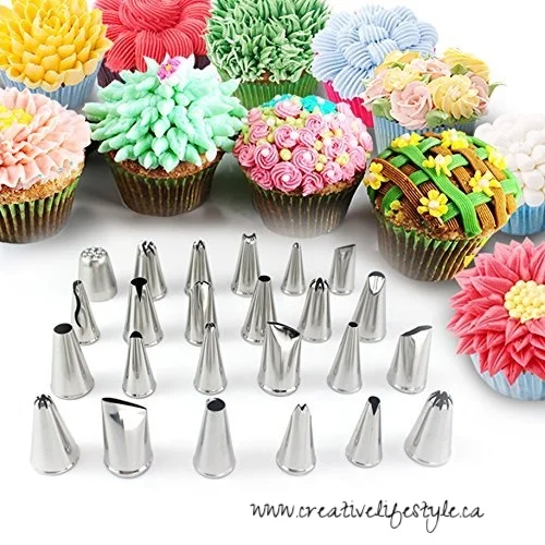 Newlemo 24 Piece Stainless Steel Icing Tips Set