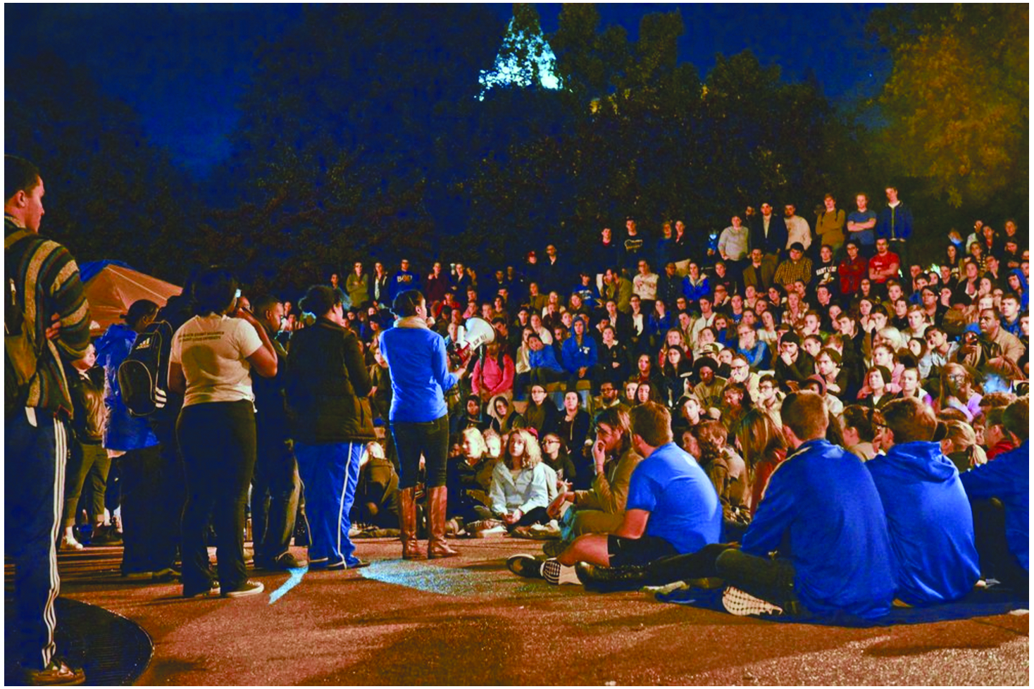 Student protesters at the campus teach-in. Photo courtesy of Saint Louis University.
