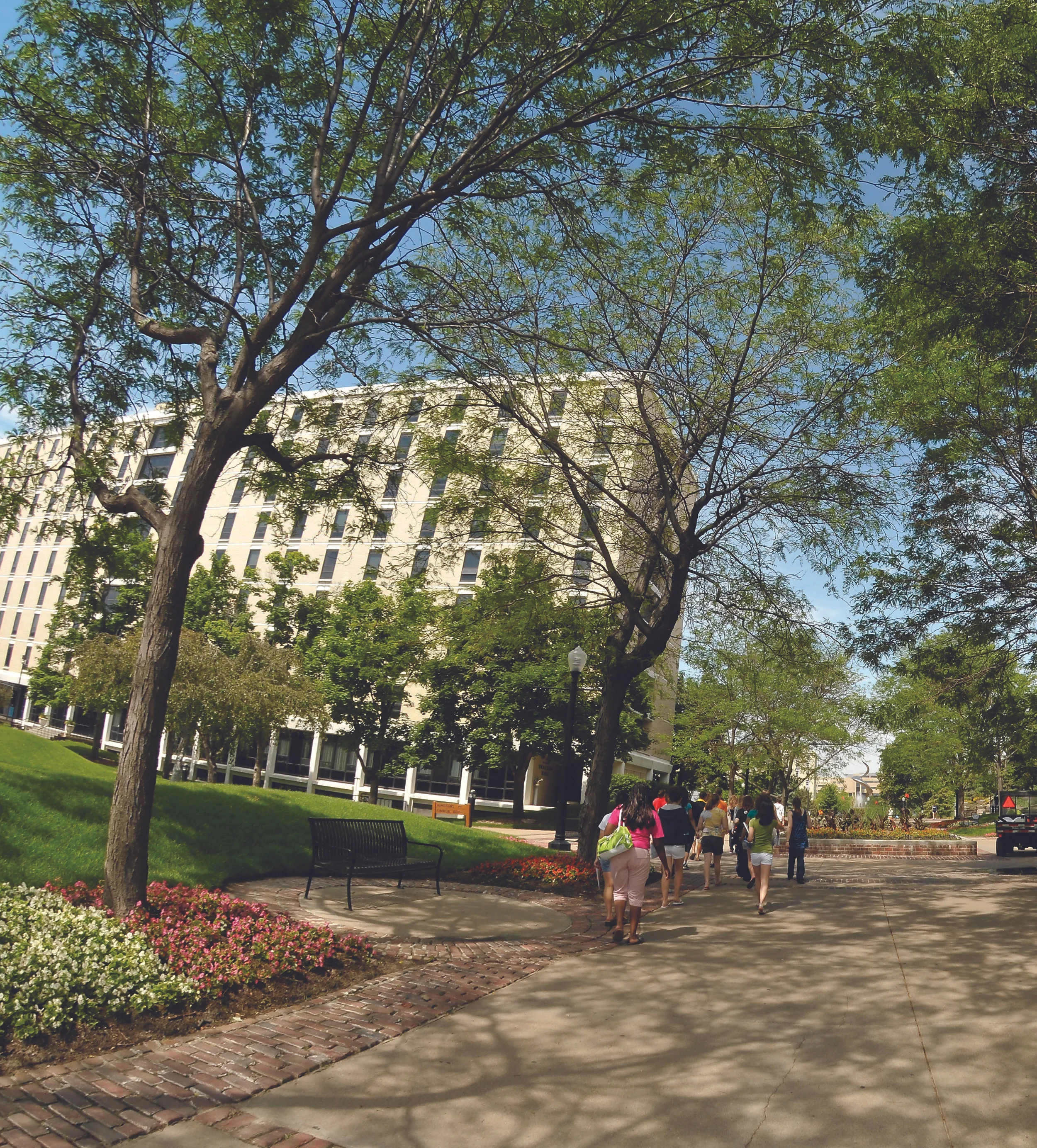 Students walking on the campus of Creighton University . Photo courtesy of the Creighton University. 