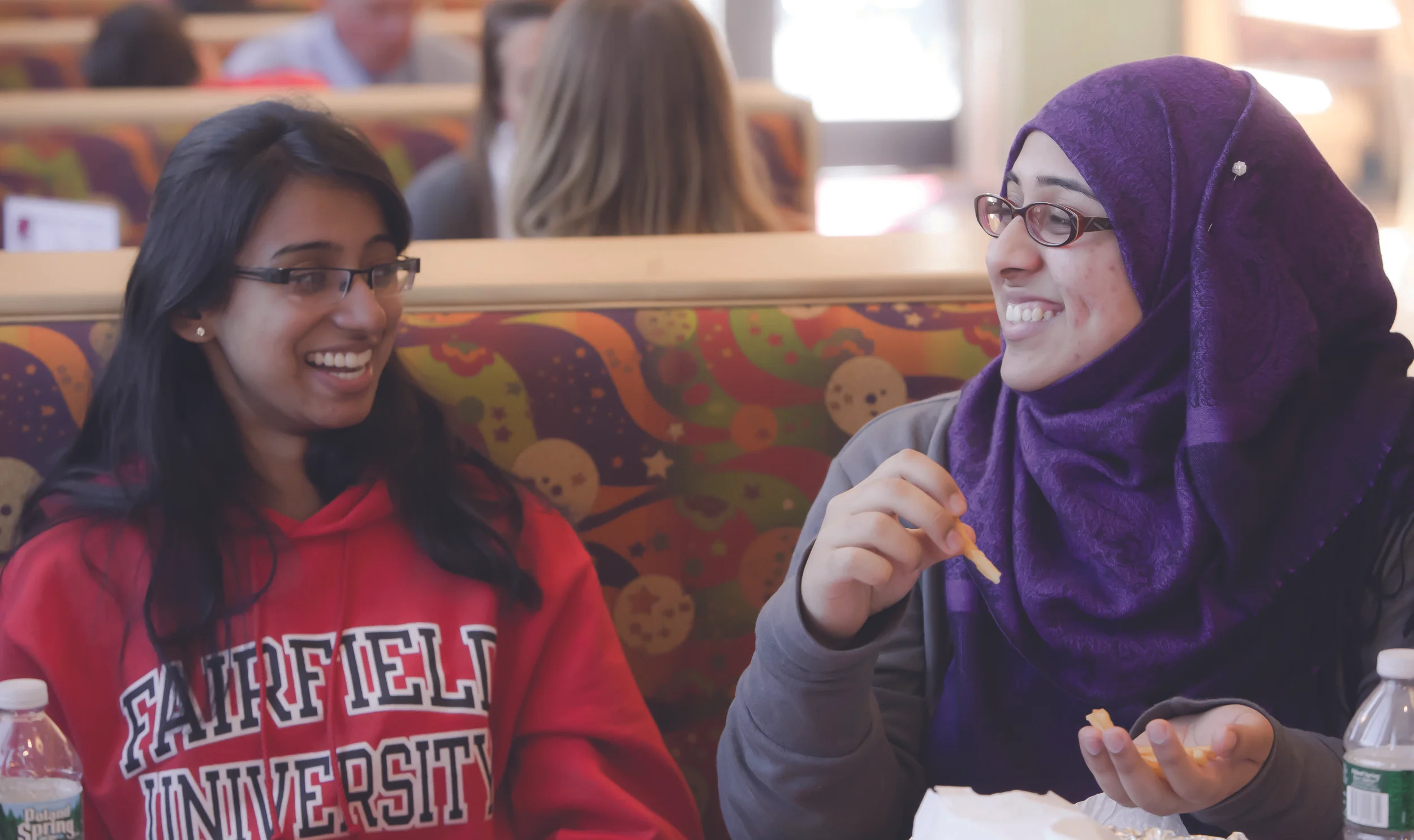 Students from Fairfield University enjoying lunch together 