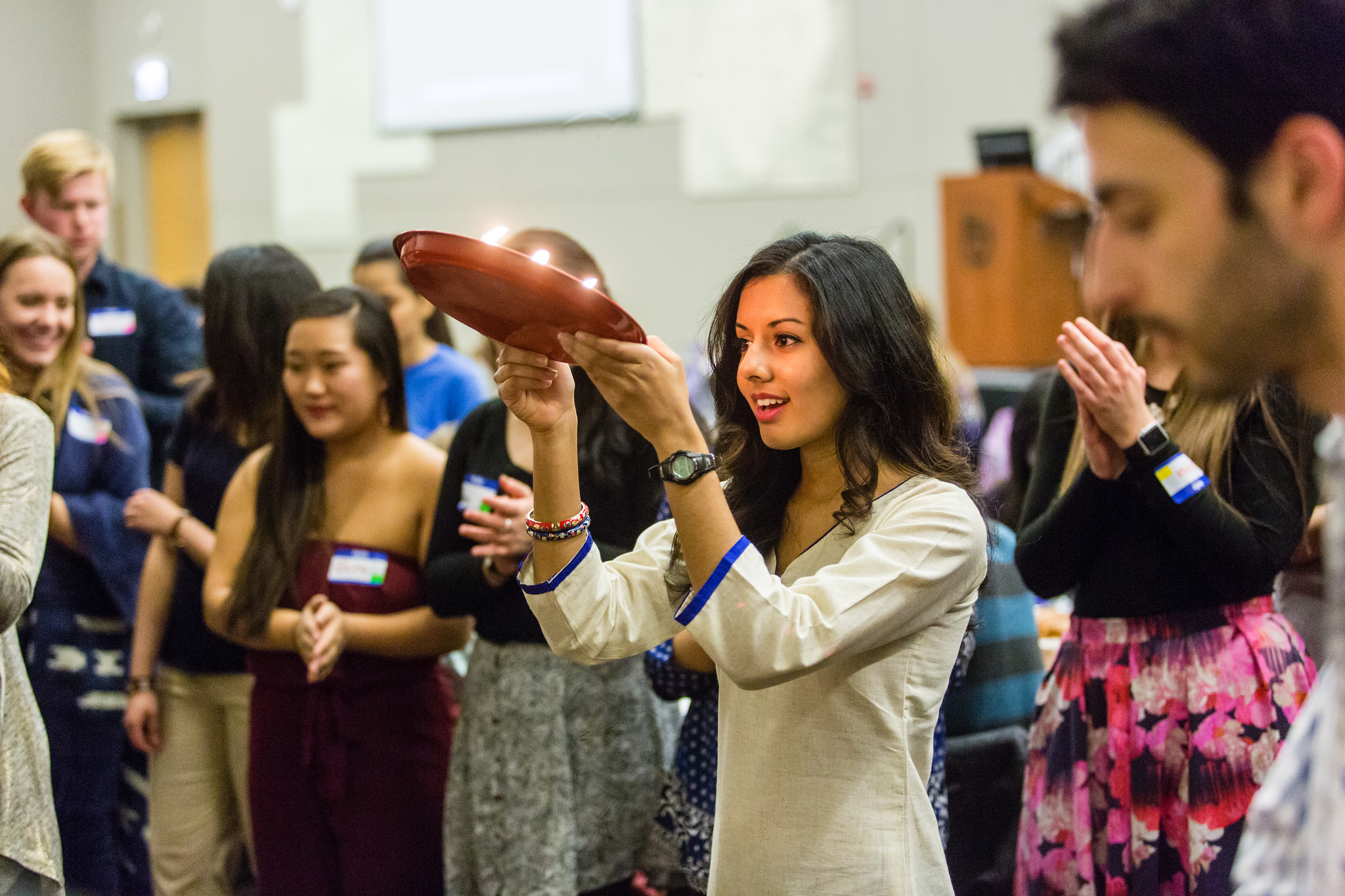 Students at Loyola University Chicago participating in a Hindu Shabbat dinner. Photo courtesy of the University.