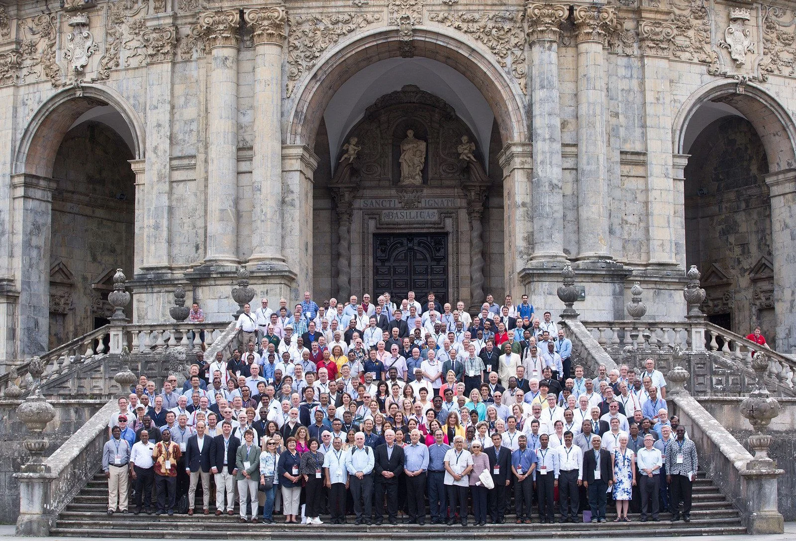 A group of representatives from Jesuit colleges and universities from across the world at the Inaugural meeting of the International Association of Jesuit Universities. Photo featured courtesy of The Jesuit Curia in Rome .
