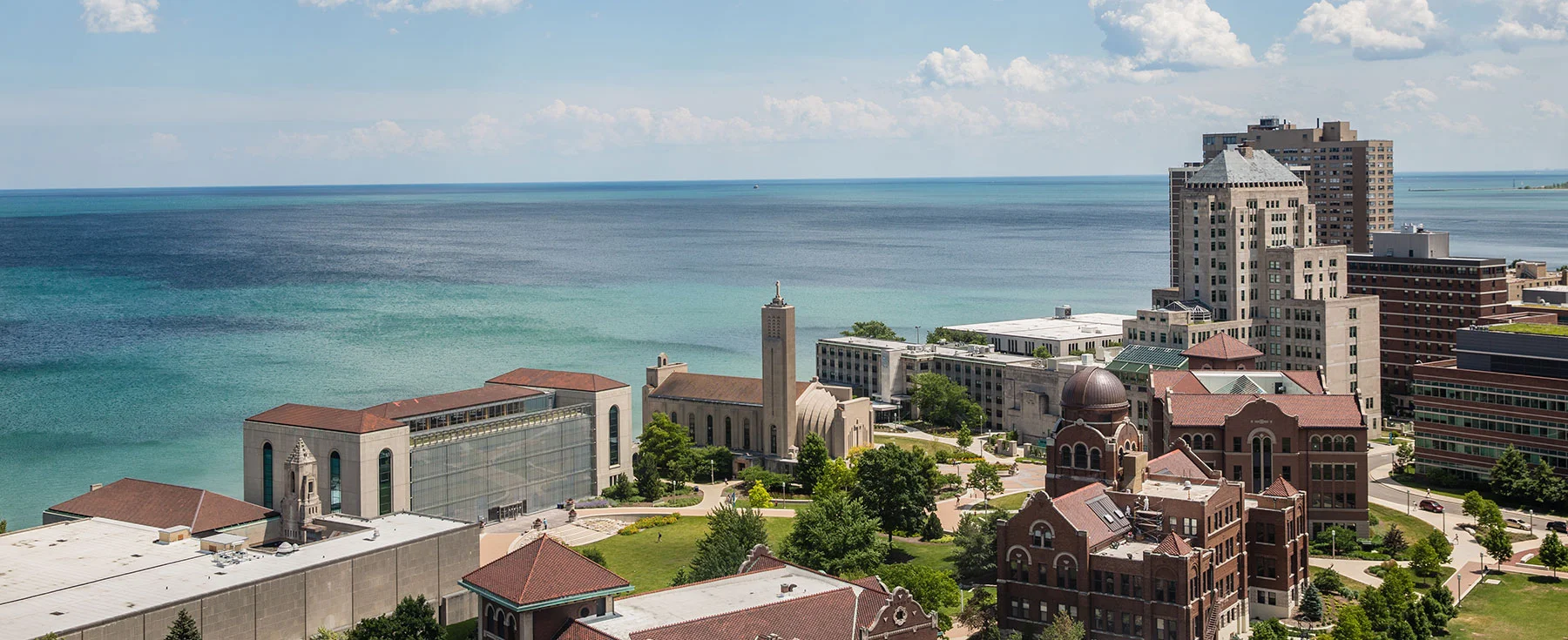 Aerial shot of Loyola University Chicago .
