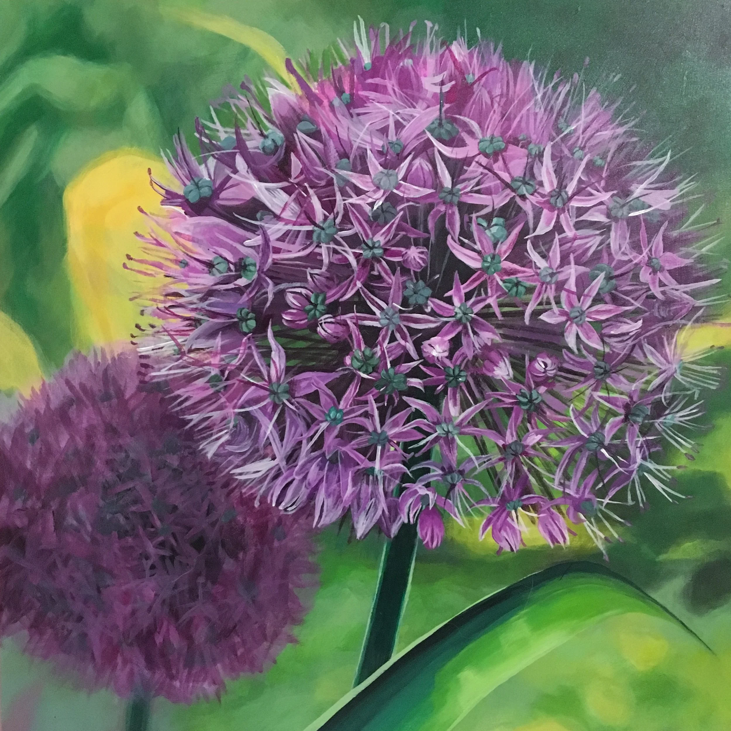   Allium  12” x 12” Acrylic paint on wood panel  SOLD 