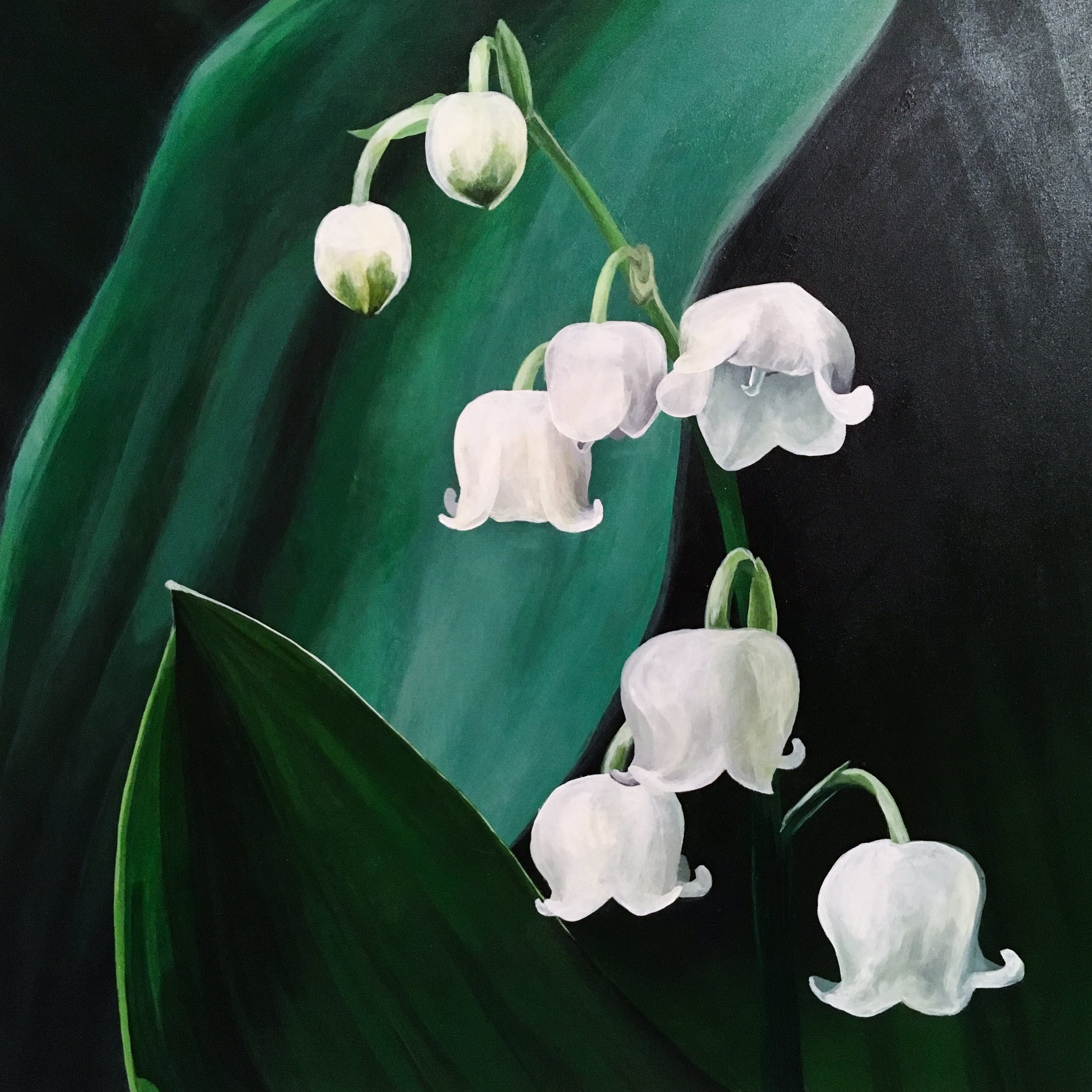   Lily of the Valley  12” x 12” Acrylic paint on wood panel  SOLD 