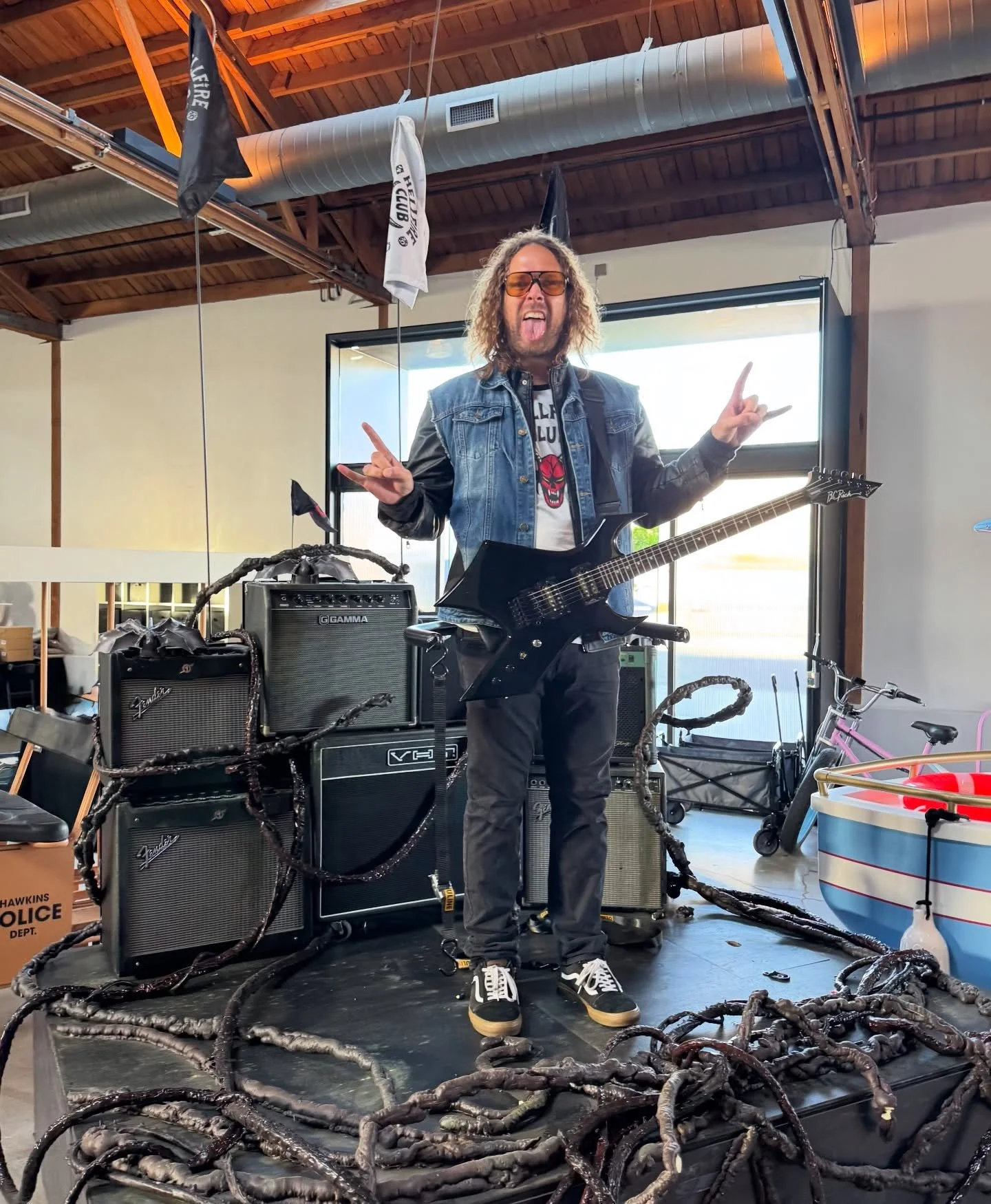 Thank you @netflix and @strangerthingstv for having me represent on the &ldquo;guitar hero&rdquo; bike float today!! Got to do my best Eddie Munson 🫡 hope I made him proud!

Couldn&rsquo;t have done it without @chrisbartholomew and @go_for_cat 🥰 th