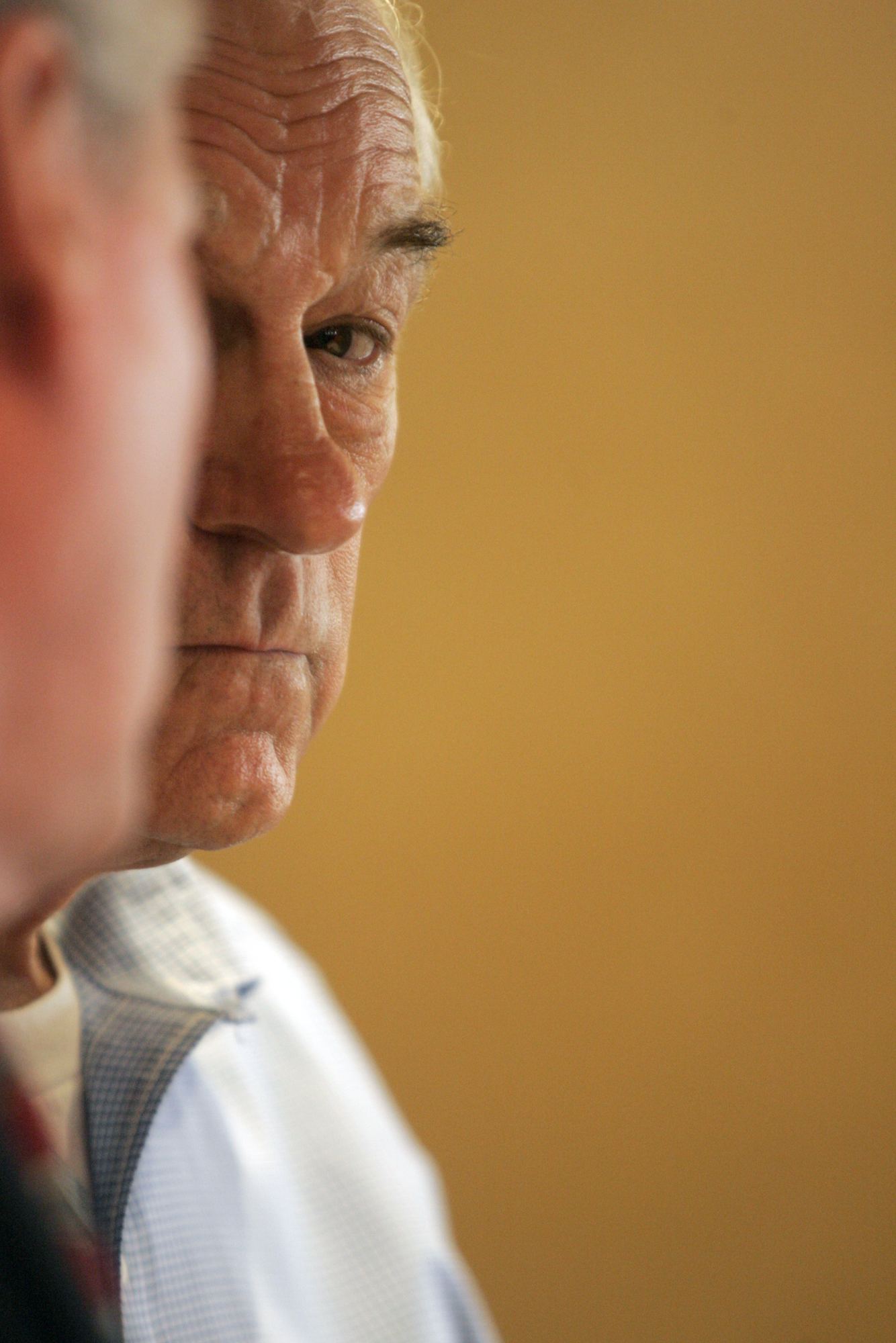 Rep. Ron Paul, R-Texas, waits to speak at a meet and greet in Iowa City.