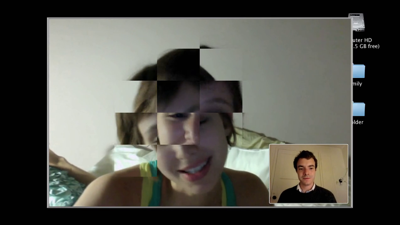 The distortion of Emily's video chat connection creates an interesting and subtle foreshadowing of her fate,