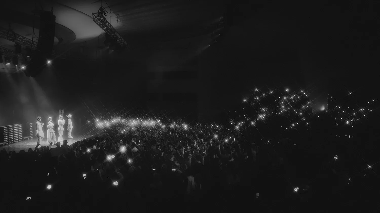K-Pop boy band XLOV (Wumuti, Rui, Hyun, and Haru) performs at Kulttuuritalo in Helsinki, Finland.  Concert photo by K-pop photographer Niclas Glasberg