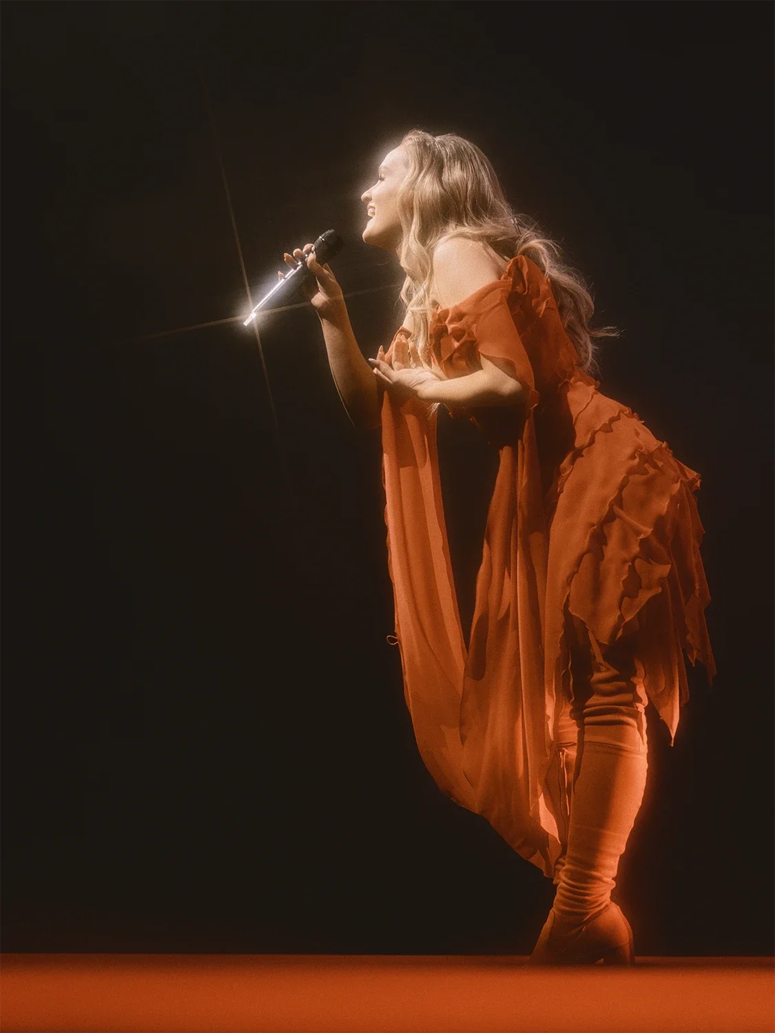 Finnish artist Nelli Matula performs live on stage at Iskelmä Gaala 2026 at Nokia Arena, Tampere.