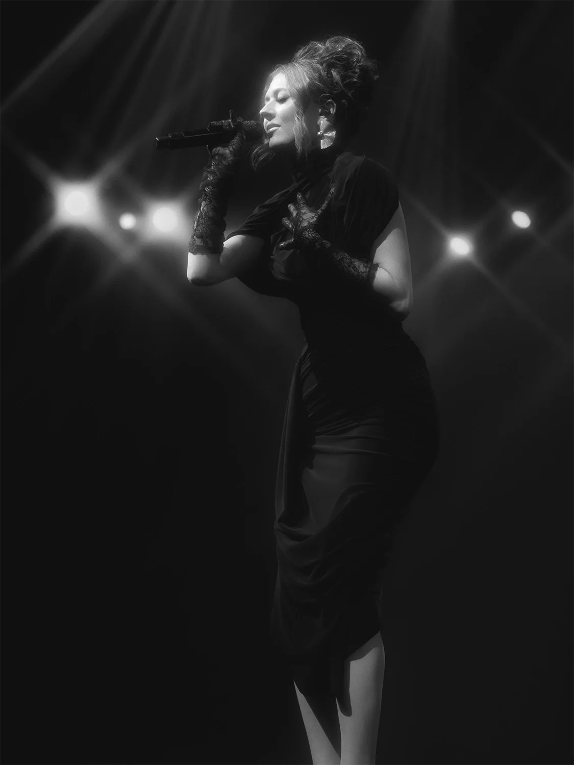 Finnish singer-songwriter Rita Behm performs live on stage at the Iskelmä Gaala. Nokia Arena, Tampere.