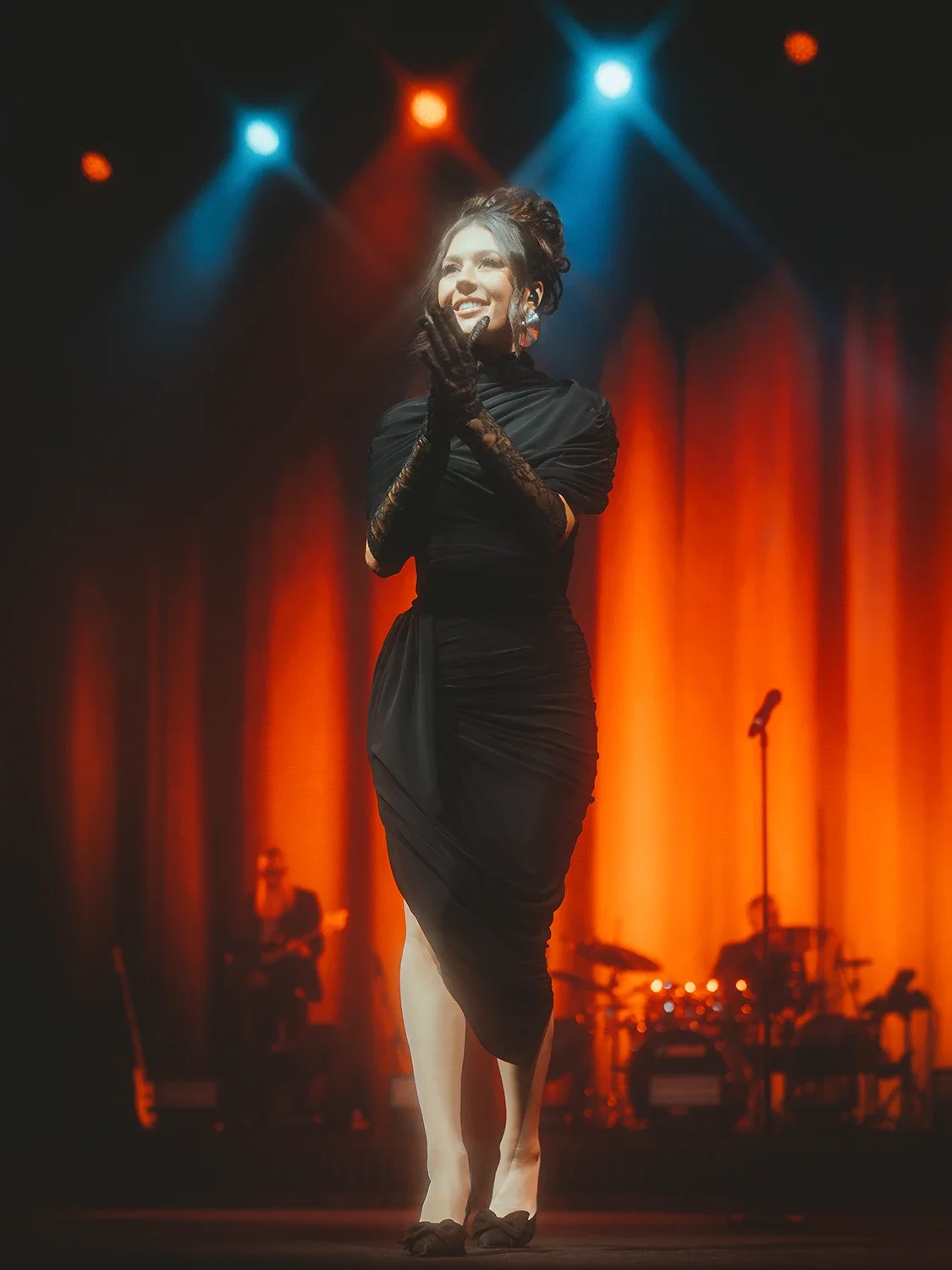 Finnish singer-songwriter Rita Behm performs live on stage at the Iskelmä Gaala. Nokia Arena, Tampere.